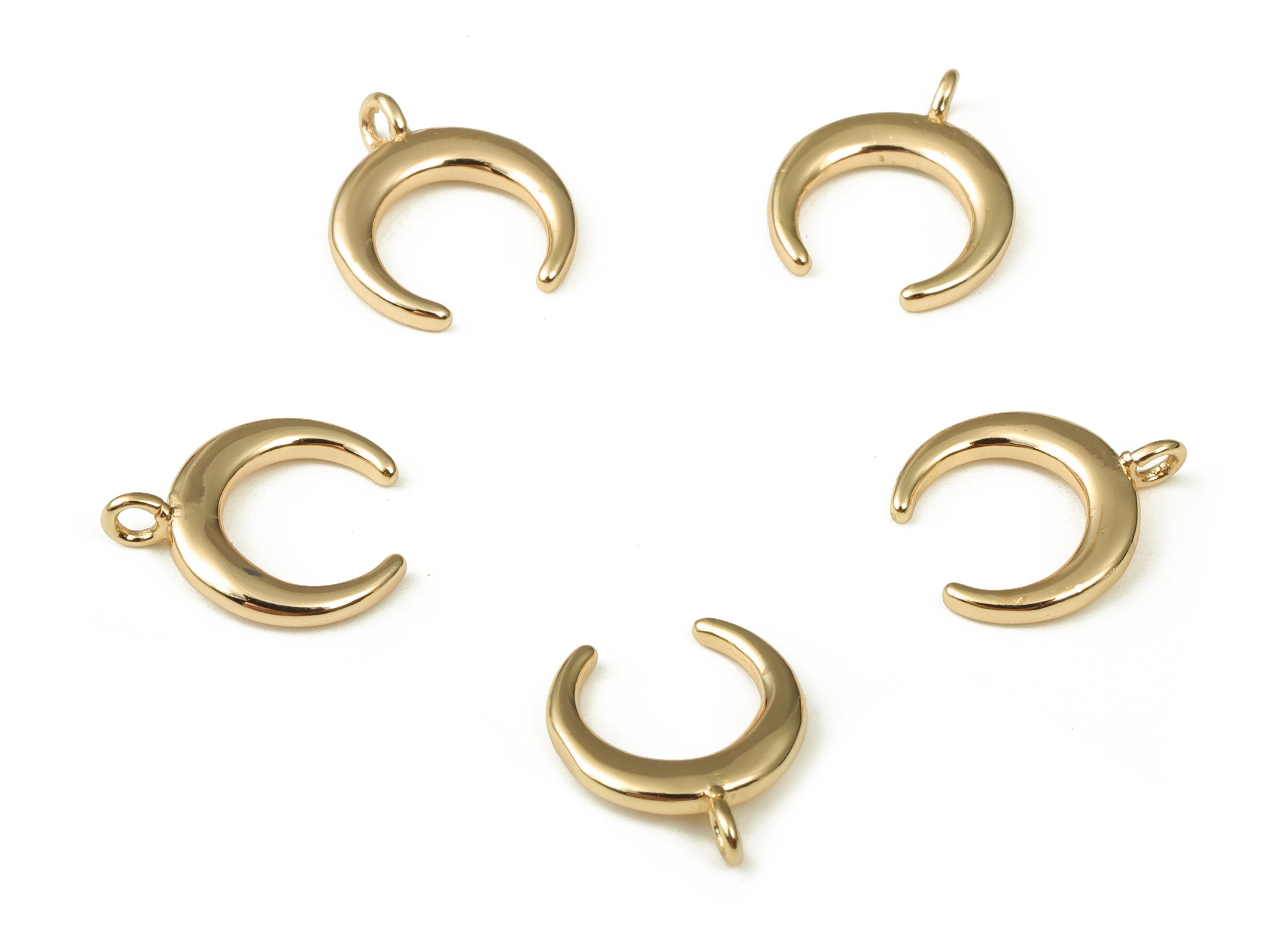 Brass Crescent Earring Charms - Gold Moon Pendant - 18K Real Gold Plated Brass - Jewelry Making Supplies - 10.93x9.32x1.44mm - RGP3918 - DOMEDBAZAAR