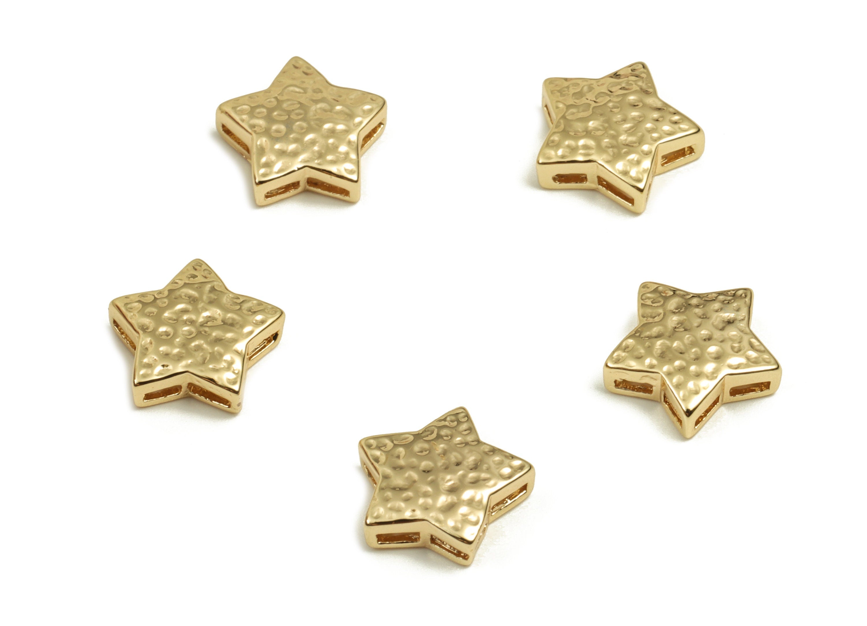 Star Spacer Bead - Brass Star Charms - Gold Star Pendant - 18K Real Gold Plated Brass - Jewelry Making Supplies - 10.28x9.93x3mm - RGP3938 - DOMEDBAZAAR