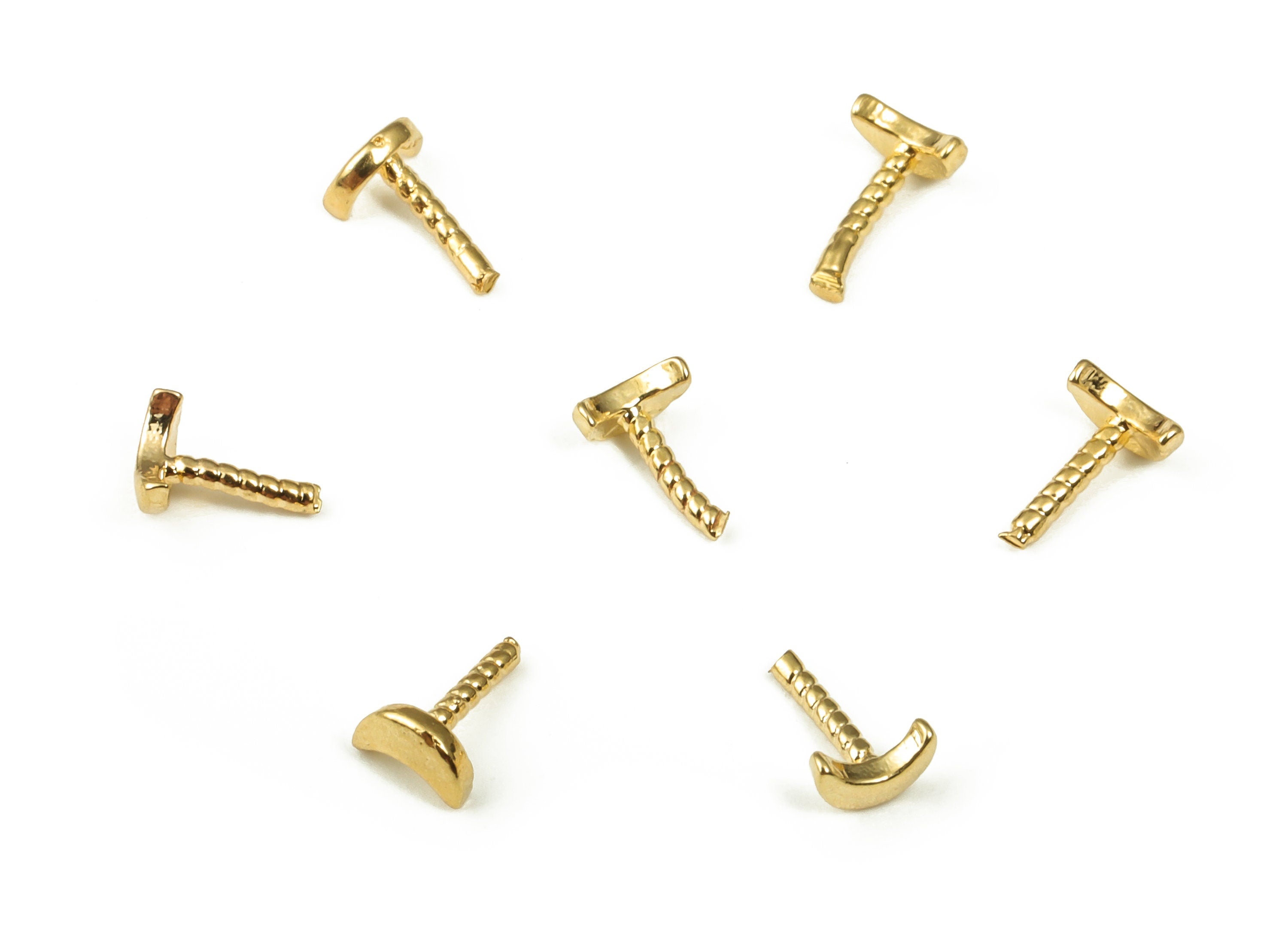 Brass Moon Bead Cap – Gold Plated Cap Bail Peg for Half Drilled Beads – 18 K Real Gold Plated Brass – 3.5x2.15x1.19mm – RGP3930 - DOMEDBAZAAR