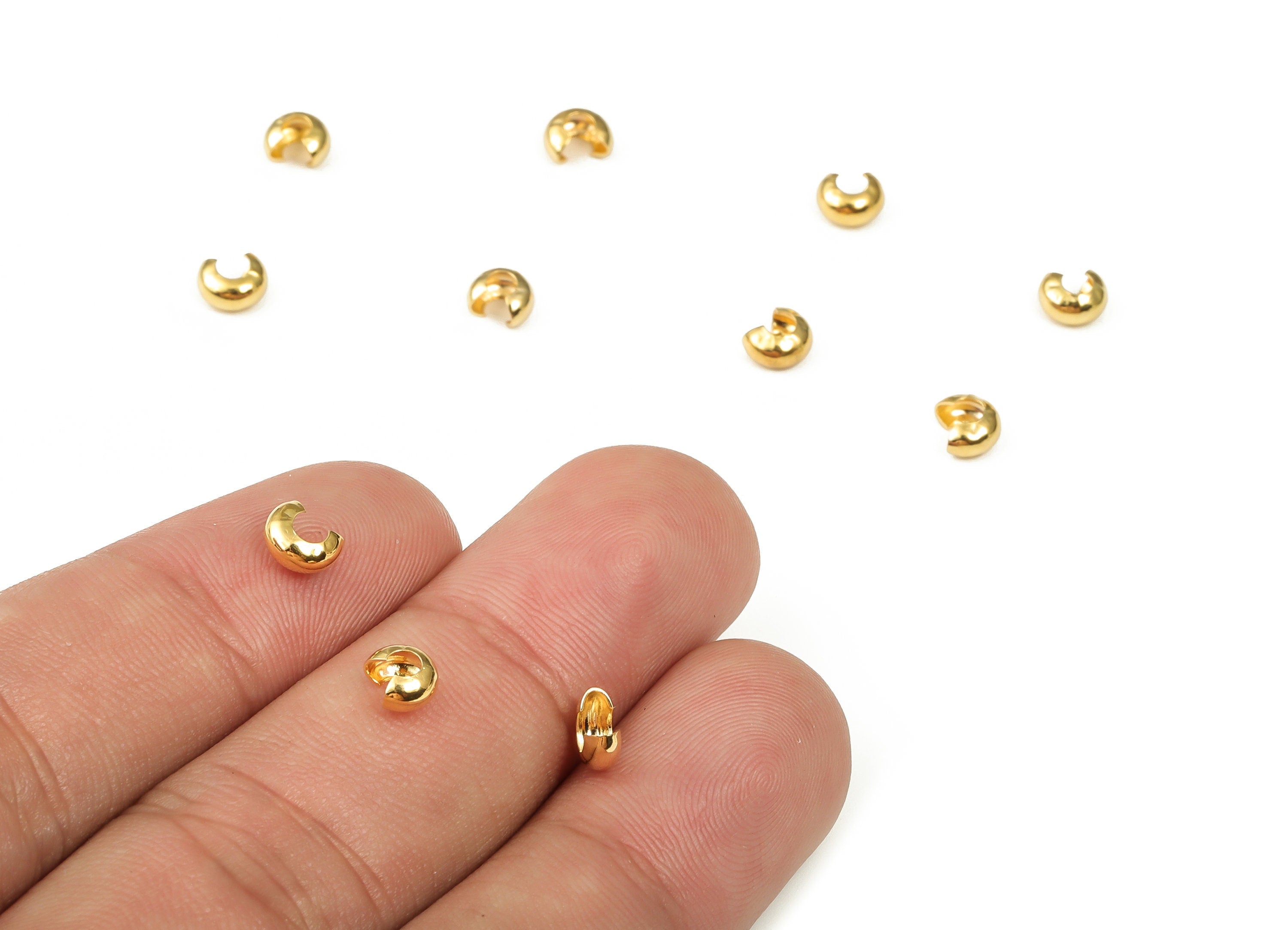 Brass Open Spacer Beads – Semi circle Beads – Cube C Beads - 18K Gold Plated Brass Beads – Jewelry Supplies - 5.32x4.62x2.77mm - RGP3925 - DOMEDBAZAAR