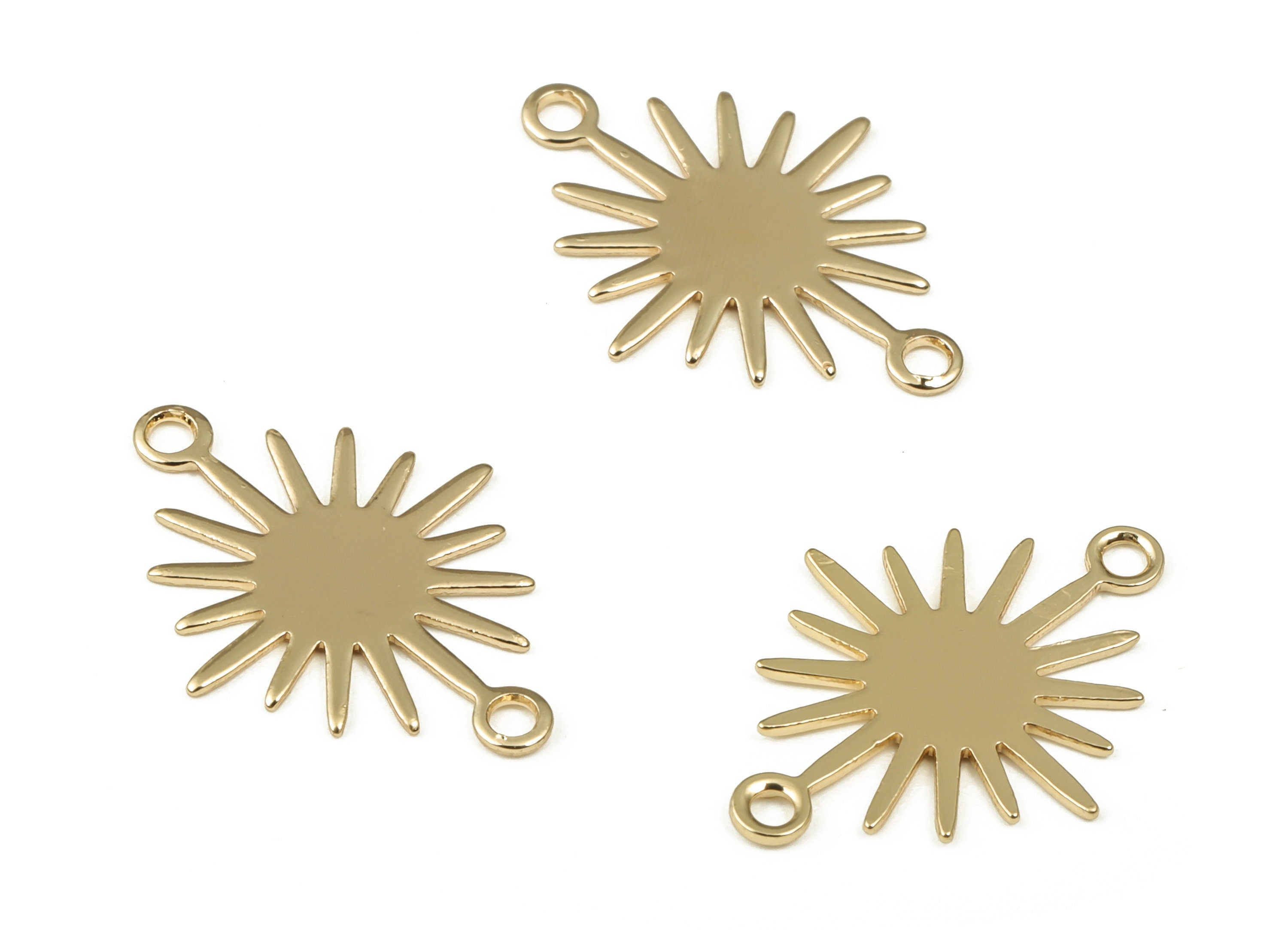 Brass Sun Earring Connector - Gold Sun Pendant - 18K Real Gold Plated Brass - Jewelry Making Supplies - 18.06x13.44x0.62mm - RGP3327 - DOMEDBAZAAR