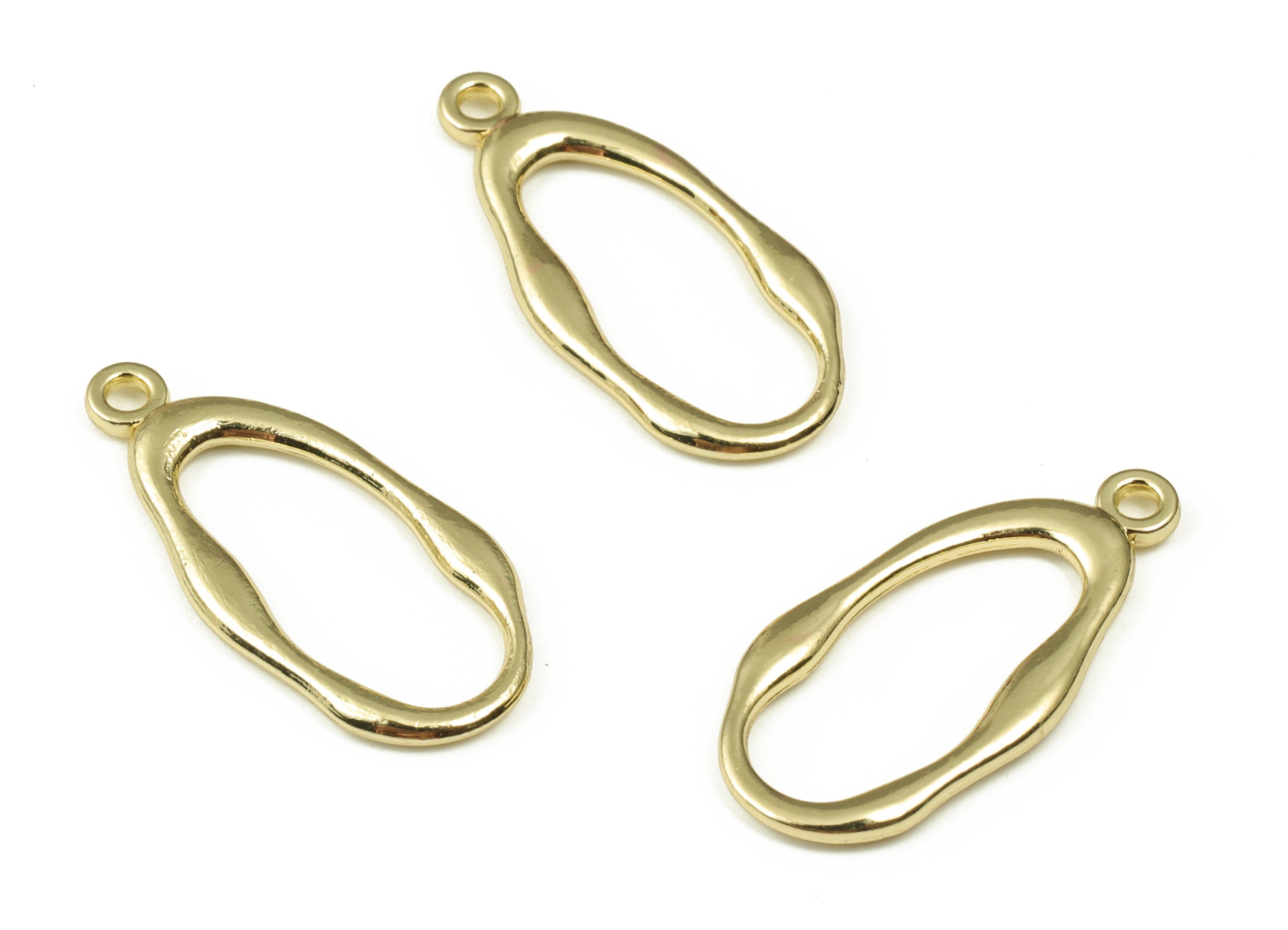 Alloy Oval Earring Charms - Zinc Alloy Oval Pendant - Gold Tone Plated Alloy - Jewelry Making Supplies - 25.85x12.45x1.8mm - ZZ1806 - DOMEDBAZAAR