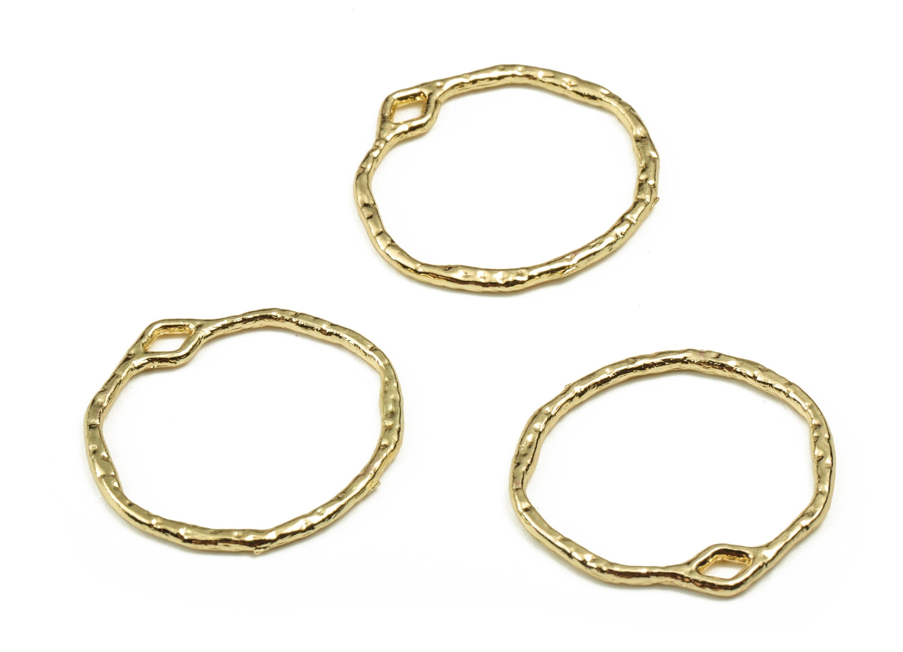 Alloy Round Earring Charms - Zinc Alloy Circle Pendant - Gold Tone Plated Alloy - Jewelry Making Supplies - 22.81x21.16x1.24mm - ZZ1805 - DOMEDBAZAAR