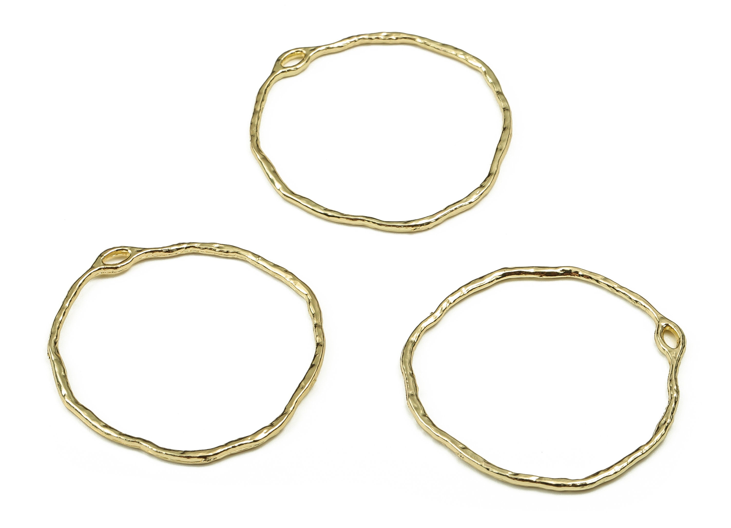 Alloy Round Earring Charms - Zinc Alloy Circle Pendant - Gold Tone Plated Alloy - Jewelry Making Supplies - 35.27x34.5x1.52mm - ZZ1810 - DOMEDBAZAAR
