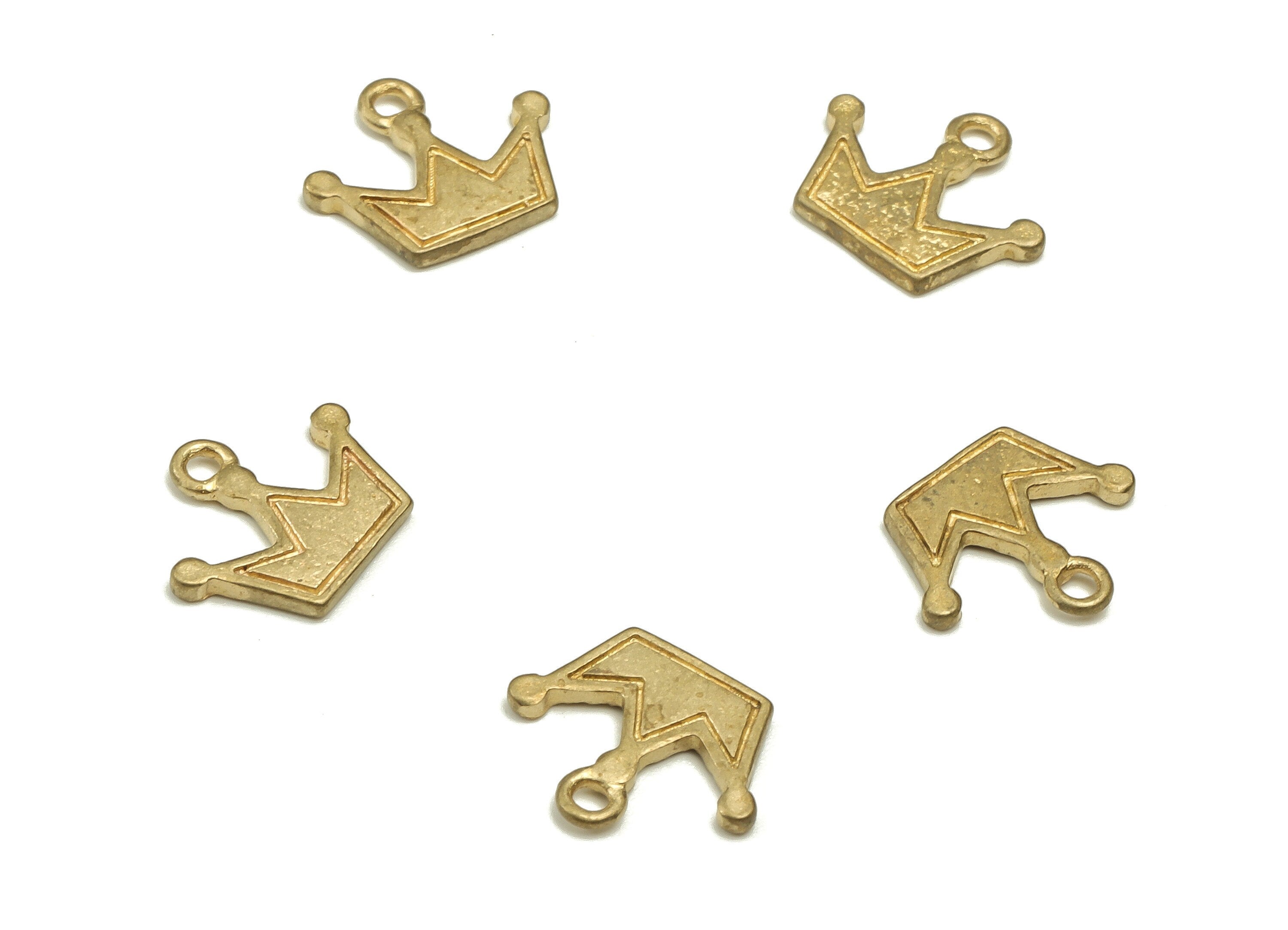 Brass Crown Earring Charms - Raw Brass Crown Pendant - Earring Finding - DIY Jewelry Making Supplies - 8.52x10.25x1.08mm - PP4645 - DOMEDBAZAAR