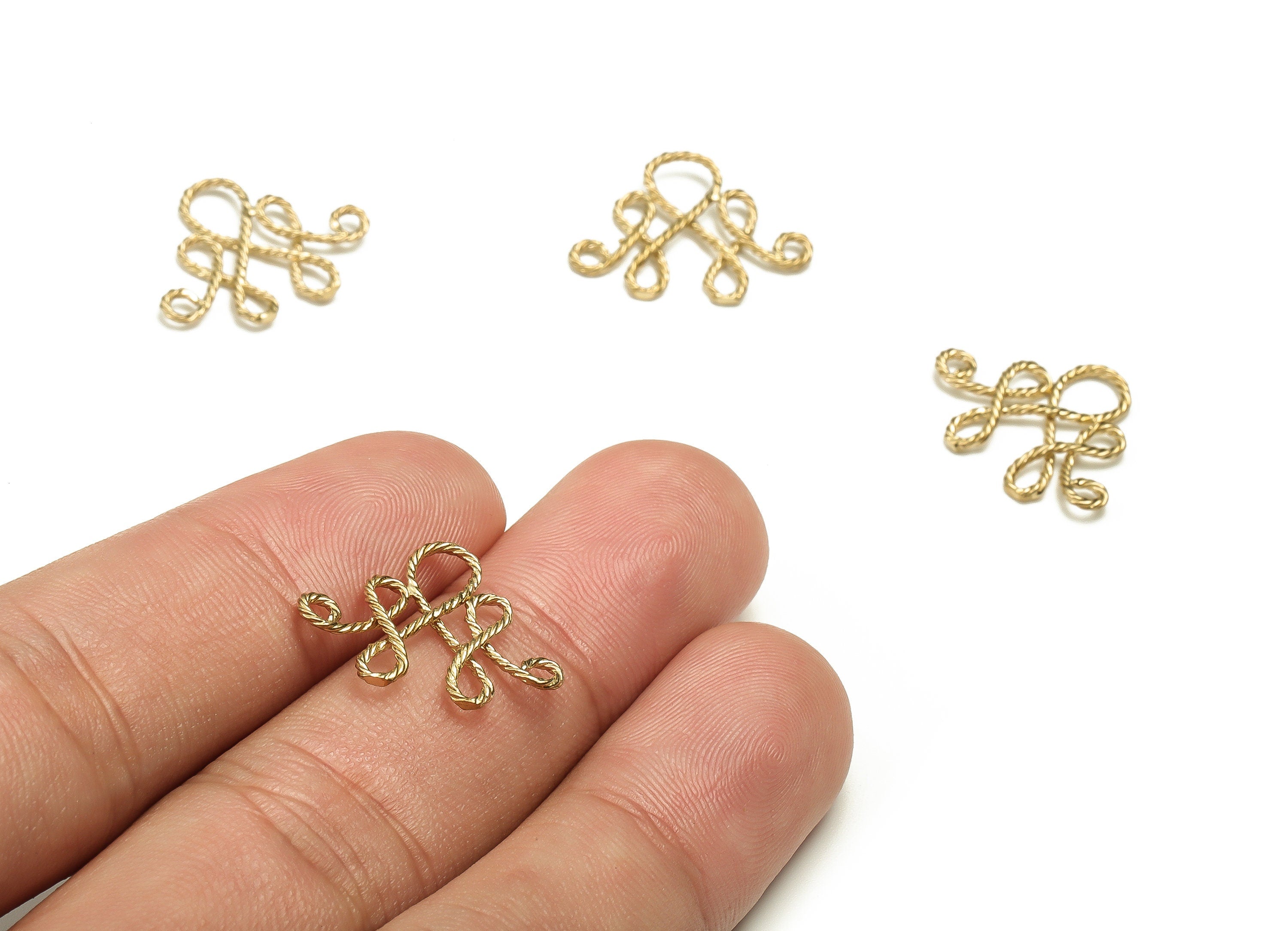 Brass Texture Knot Earring Connector - Raw Brass Knot Pendant - Earring Finding - DIY Jewelry Making Supplies - 19.17x16.33x1.65mm - PP4647 - DOMEDBAZAAR