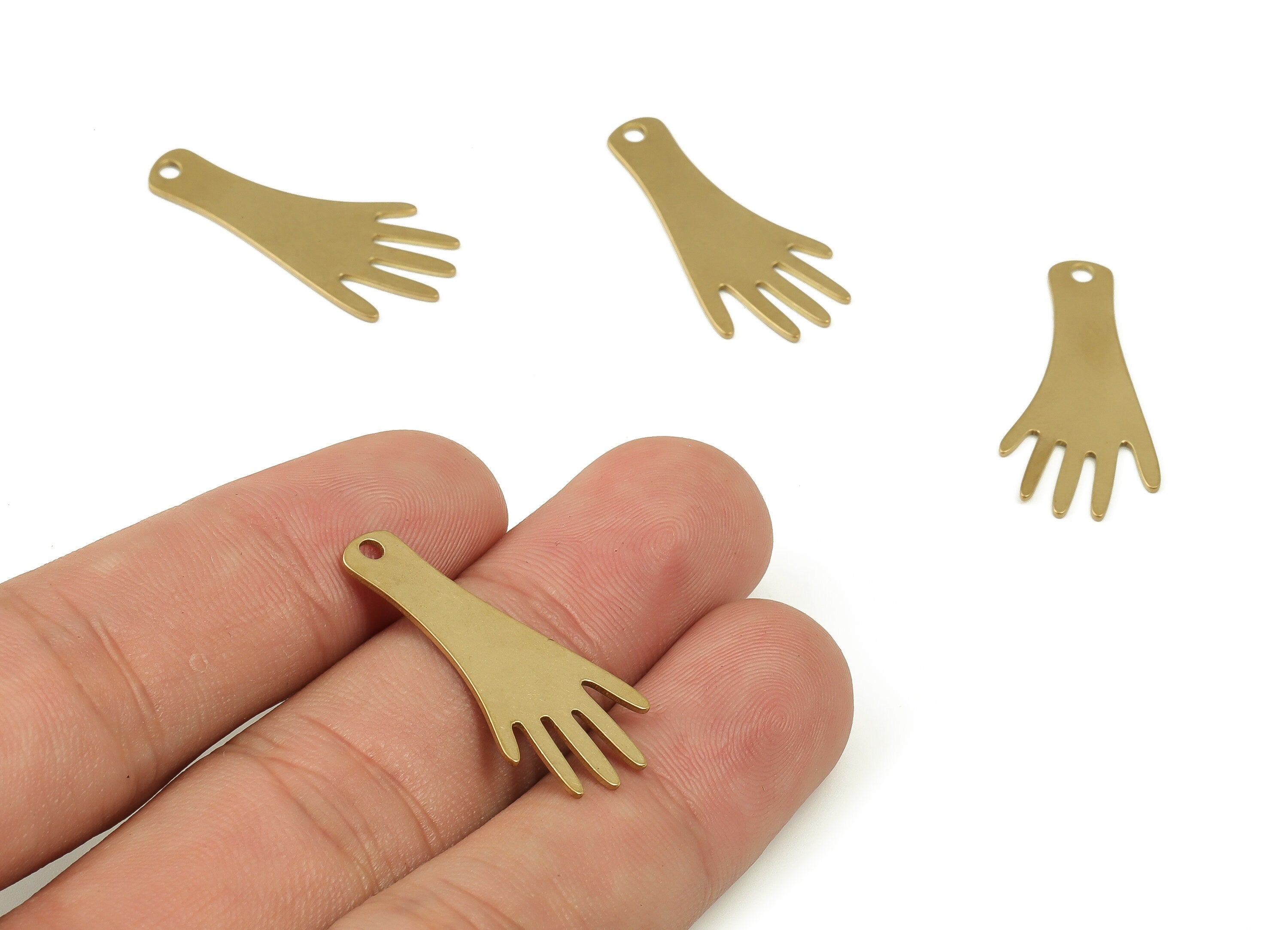 Brass Hand Earring Charms - Raw Brass Hand Pendant –Raw Brass Earring Findings - DIY Jewelry Making Supplies - 29.17x13.27x0.66mm - PP4692 - DOMEDBAZAAR