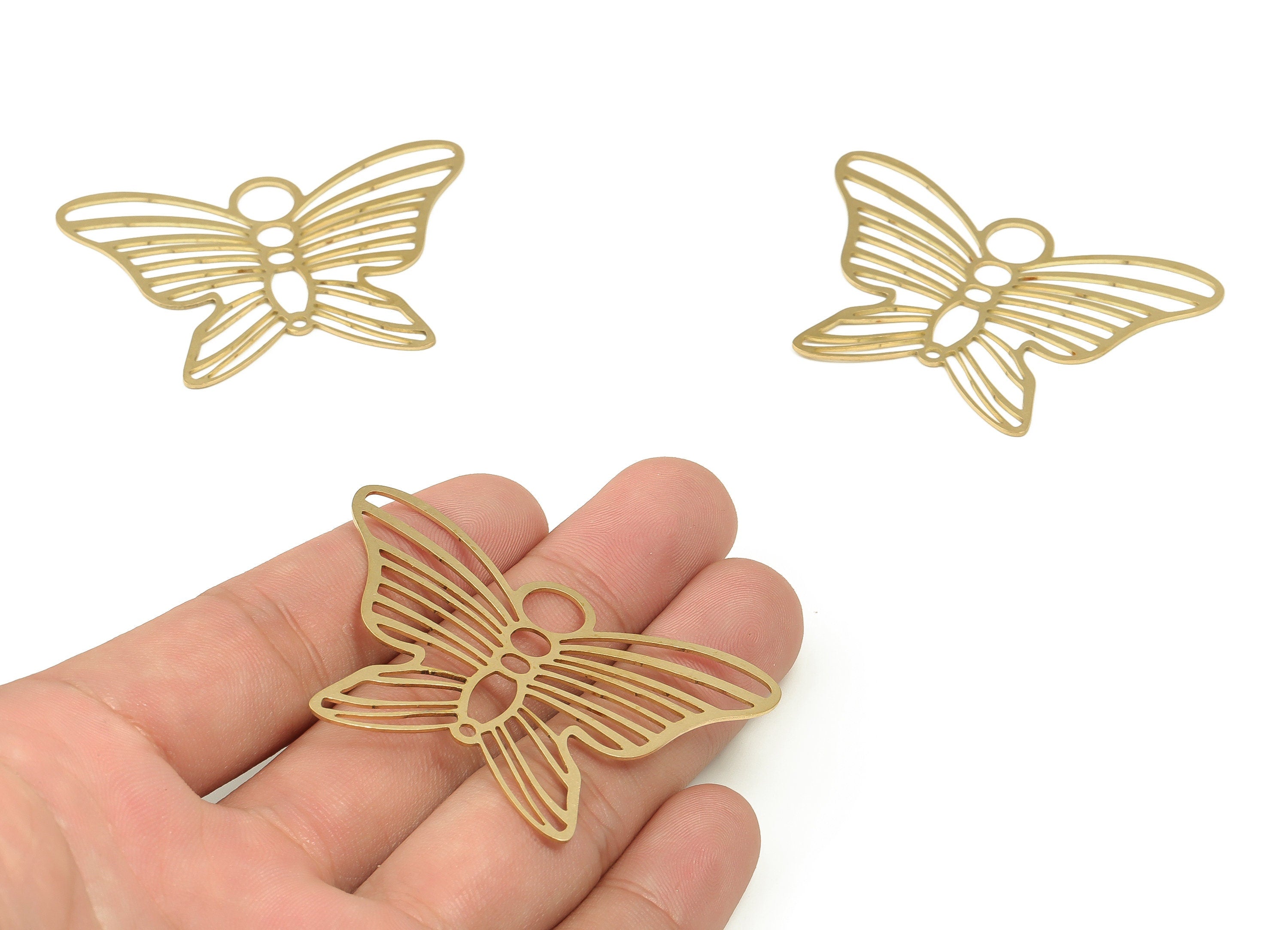 Brass Filigree Butterfly Charms - Raw Brass Hollow Butterfly Pendant - Earring Findings – DIY Jewelry Supplies - 56.07x40.32x0.66mm - PP4615 - DOMEDBAZAAR