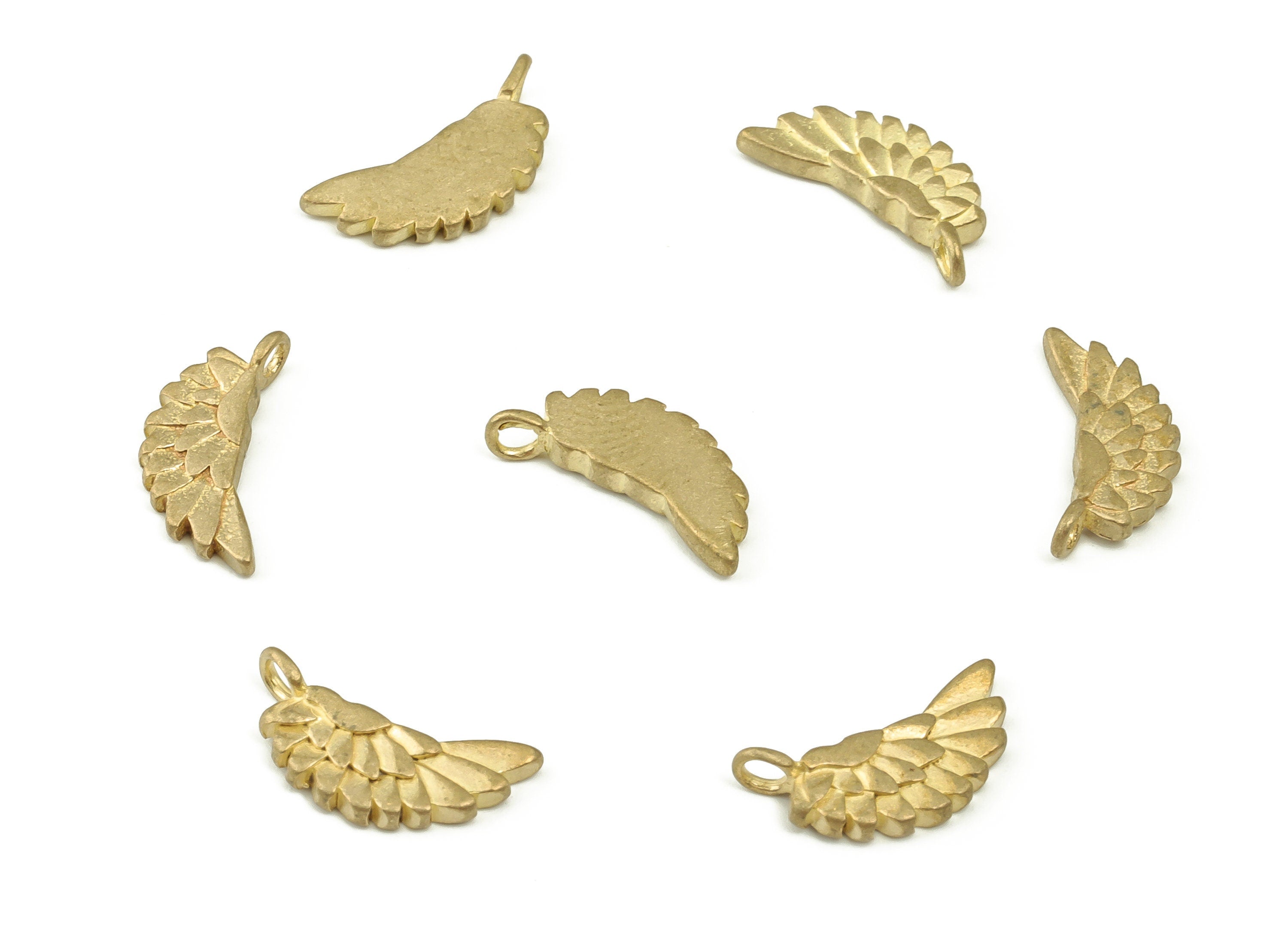 Brass Wing Charm Pendant Charm - Raw Brass Geometric Angel Wing Earring Charm - Jewelry Making Supplies - 13.69x6.94x1.79mm - PP4506 - DOMEDBAZAAR