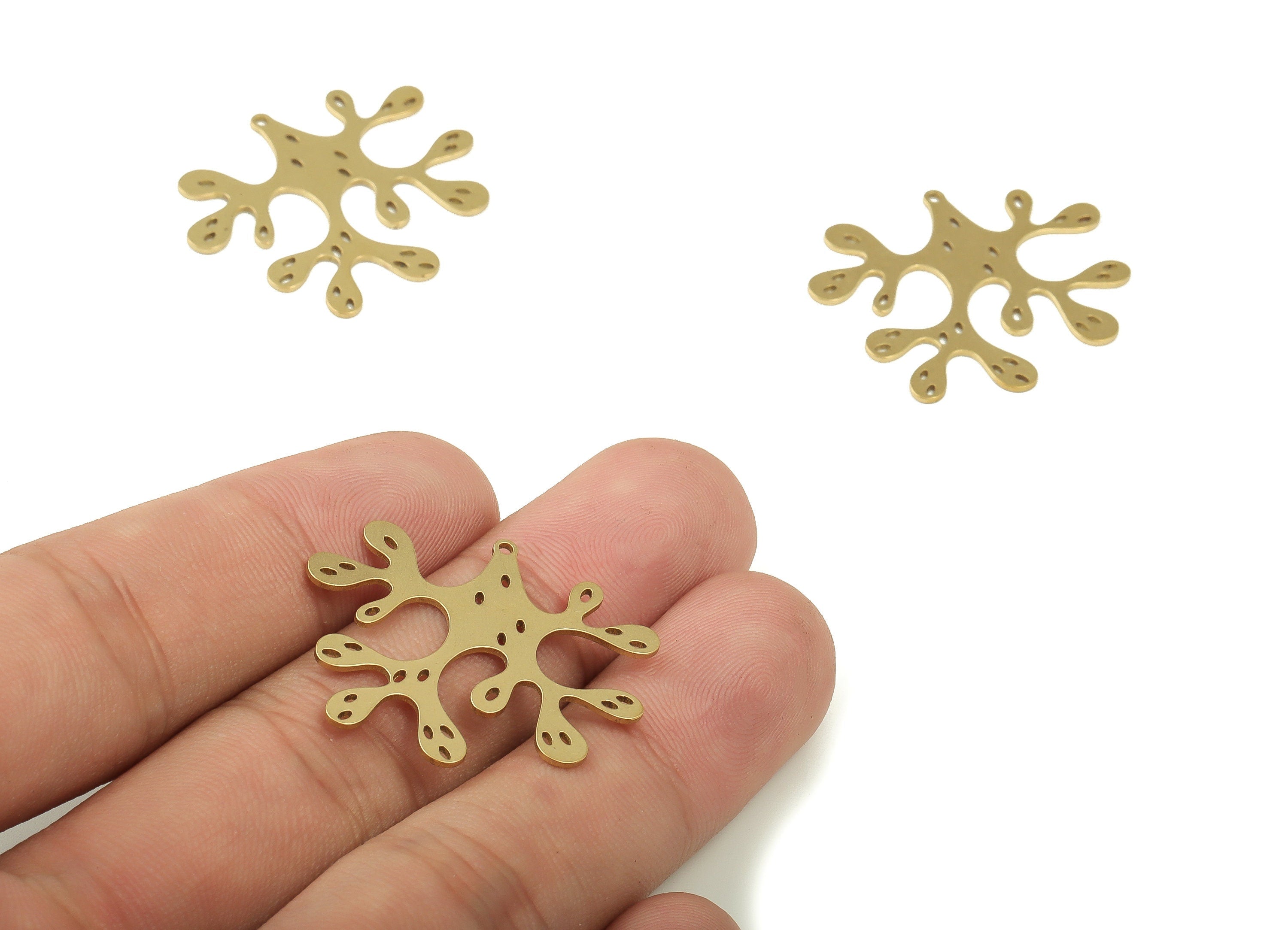 Brass Irregular Earring Charms - Raw Brass Irregular Pendant - Earring Findings - DIY Jewelry Making Supplies - 26.02x30.27x0.69mm - PP4604 - DOMEDBAZAAR