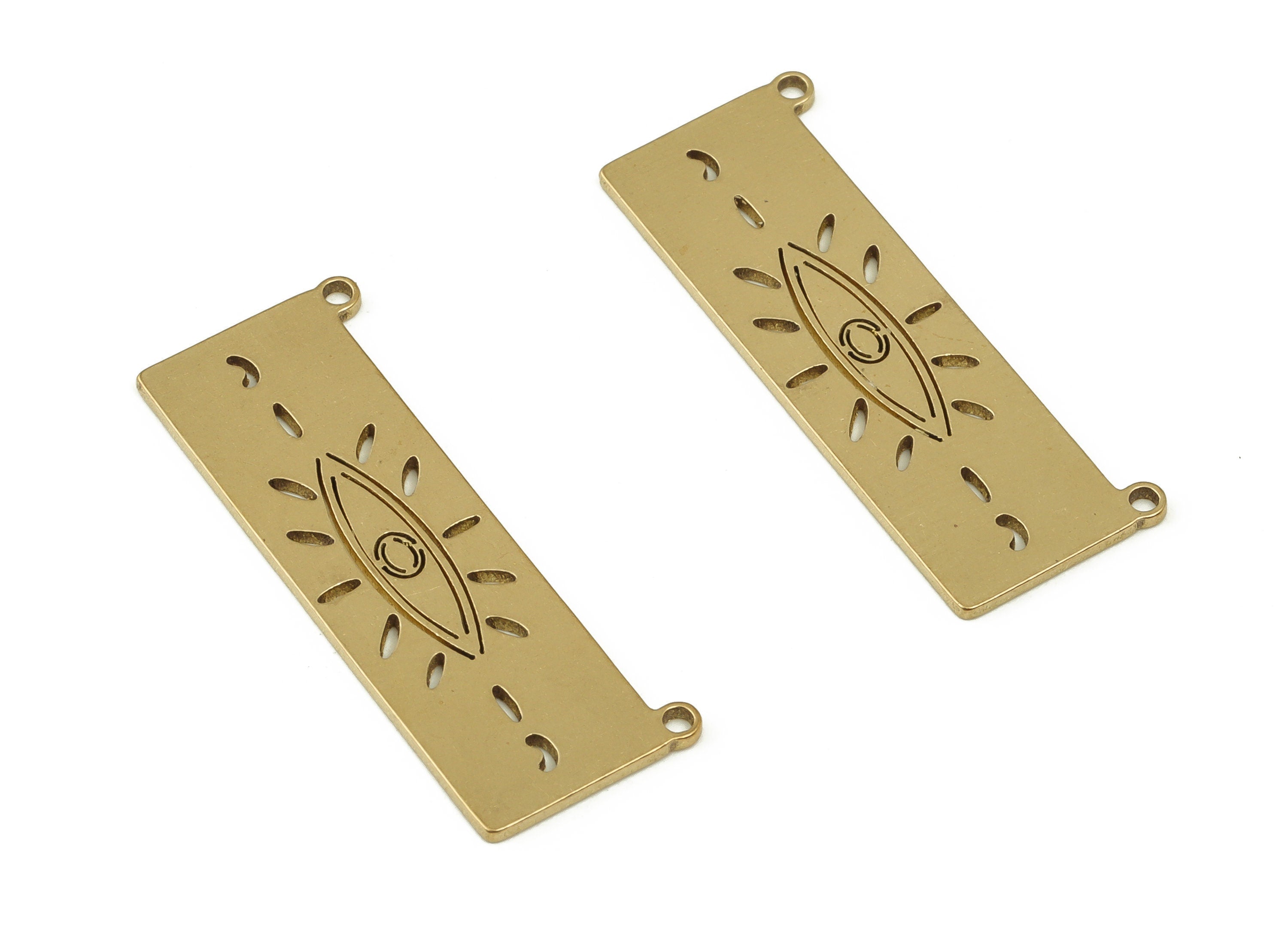Brass Rectangle Earring Connector - Raw Brass Eye Earrings Connector -Eye Earrings Finding - Jewelry Supplies - 30.65x10.54x0.81mm - PP4605 - DOMEDBAZAAR