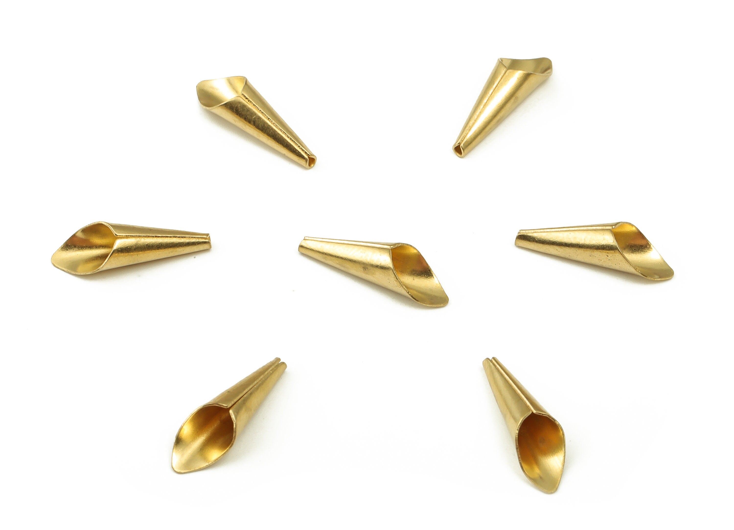 Brass Cone Bead Caps - Raw Brass Cone Bead Caps - Earring Findings - DIY Jewelry Making Supplies - 15.05x4.86x0.3mm - PP4368 - DOMEDBAZAAR