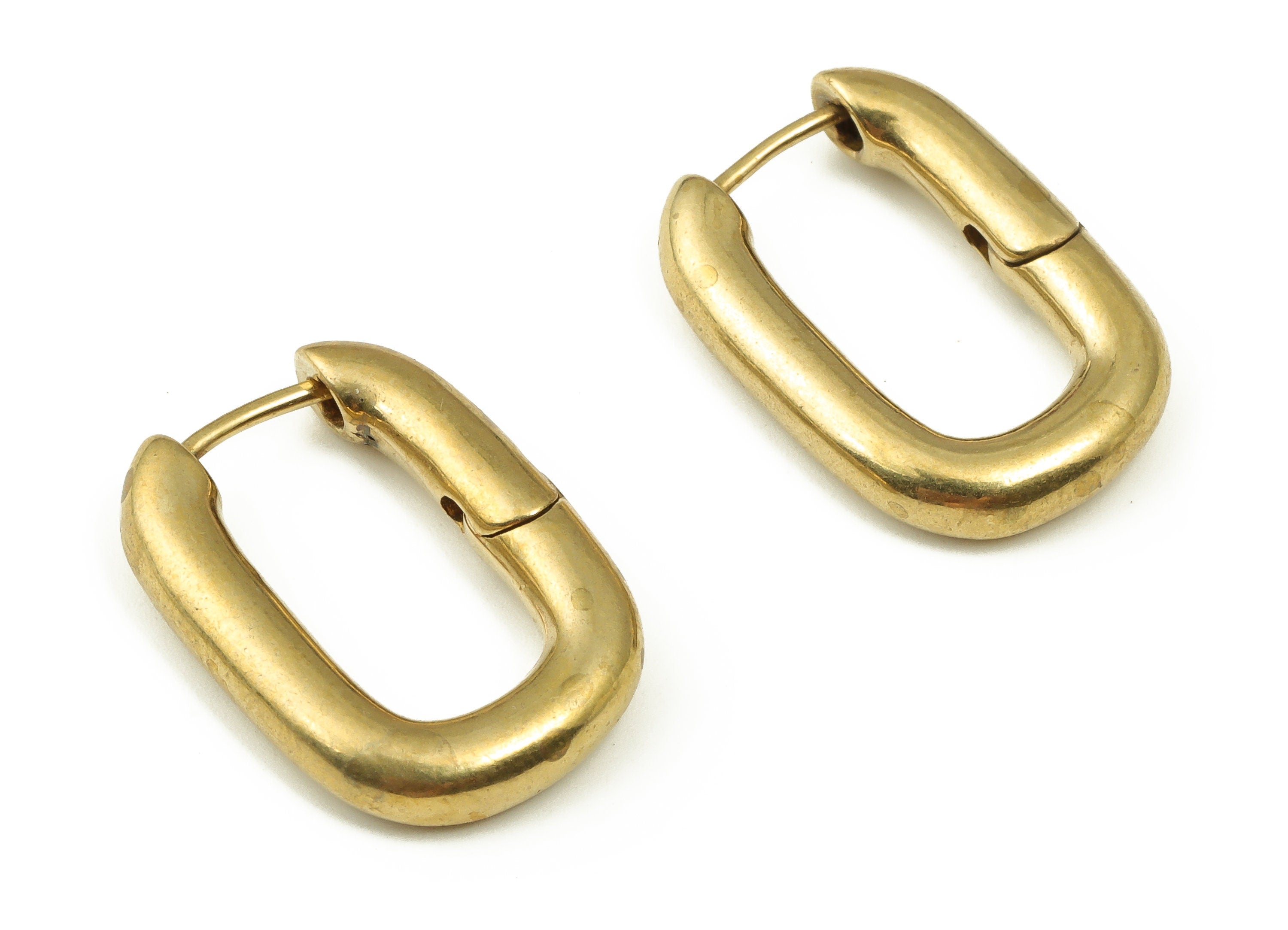 Brass Rectangle Hoops Earrings – Plain Earring Hoops – Simple Hoop Earrings – Square Gol Earring Hoop - 21.62x15.34x3.63mm - PP4238 - DOMEDBAZAAR