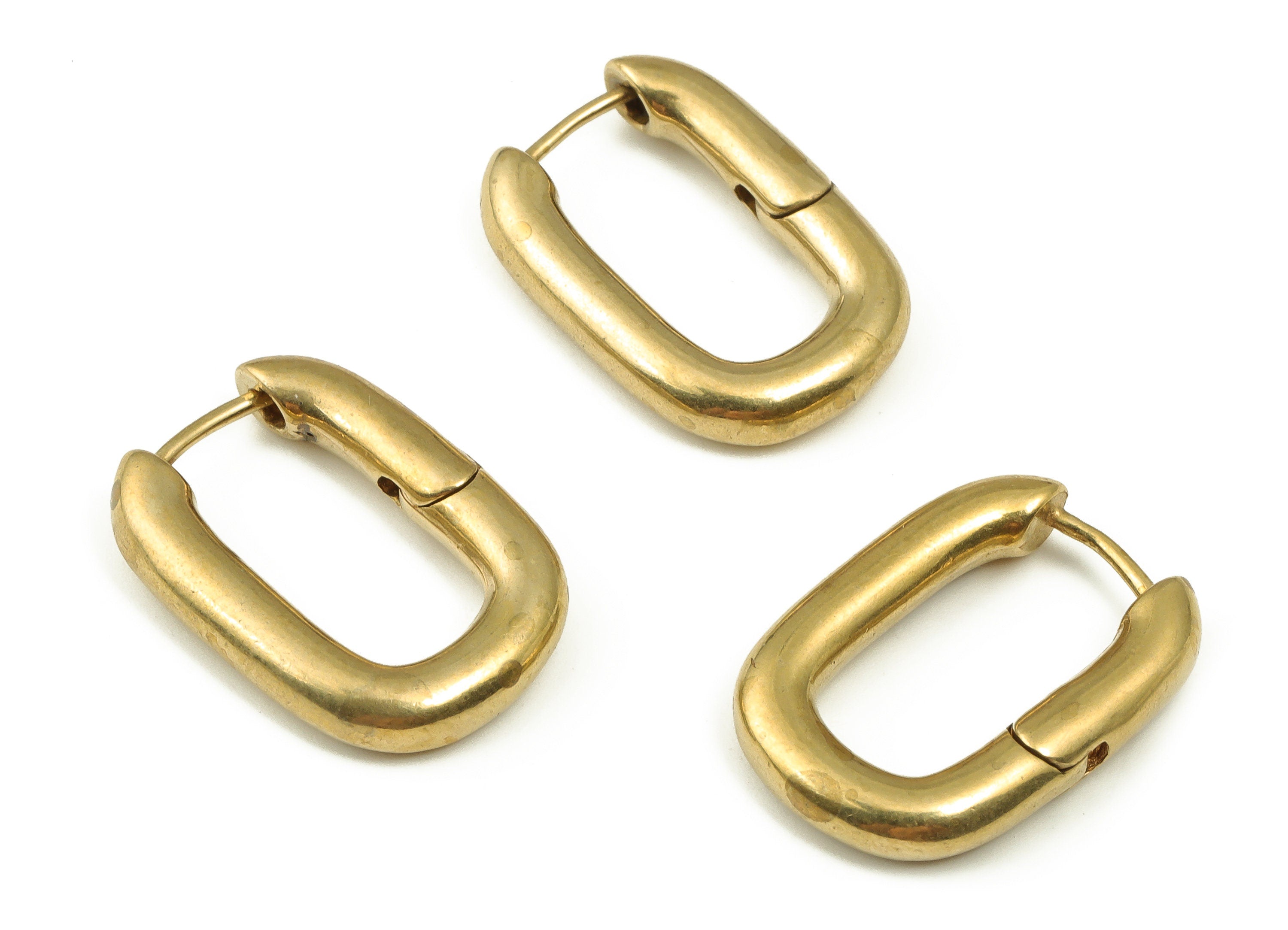 Brass Rectangle Hoops Earrings – Plain Earring Hoops – Simple Hoop Earrings – Square Gol Earring Hoop - 21.62x15.34x3.63mm - PP4238 - DOMEDBAZAAR