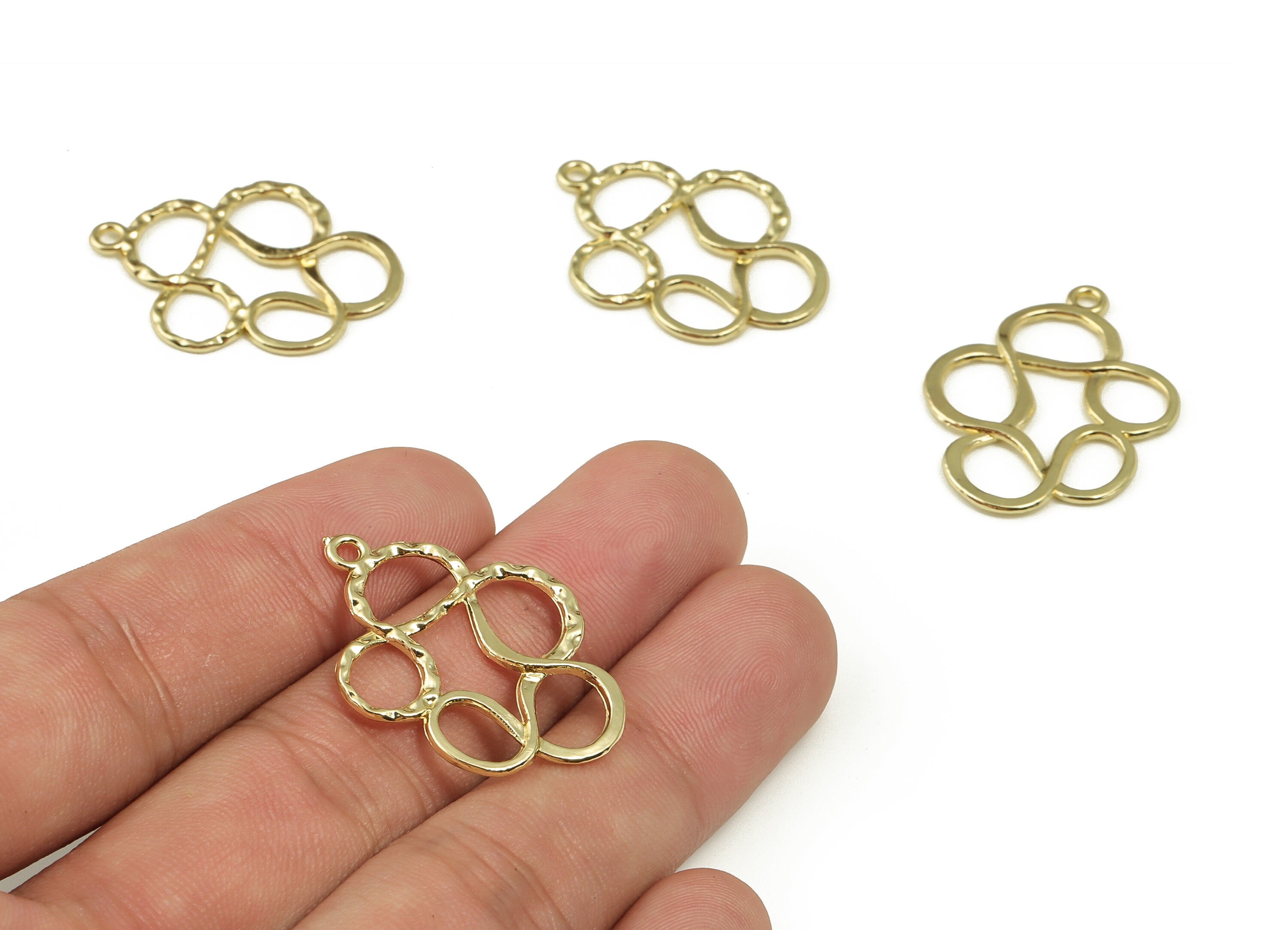 Zinc Alloy Knot Pendant Charms - Knot Earrings Charm - Gold Tone Plated Alloy Charms - Jewelry Making Supplies -31.04x23.98x1.55mm- ZZ1814 - DOMEDBAZAAR
