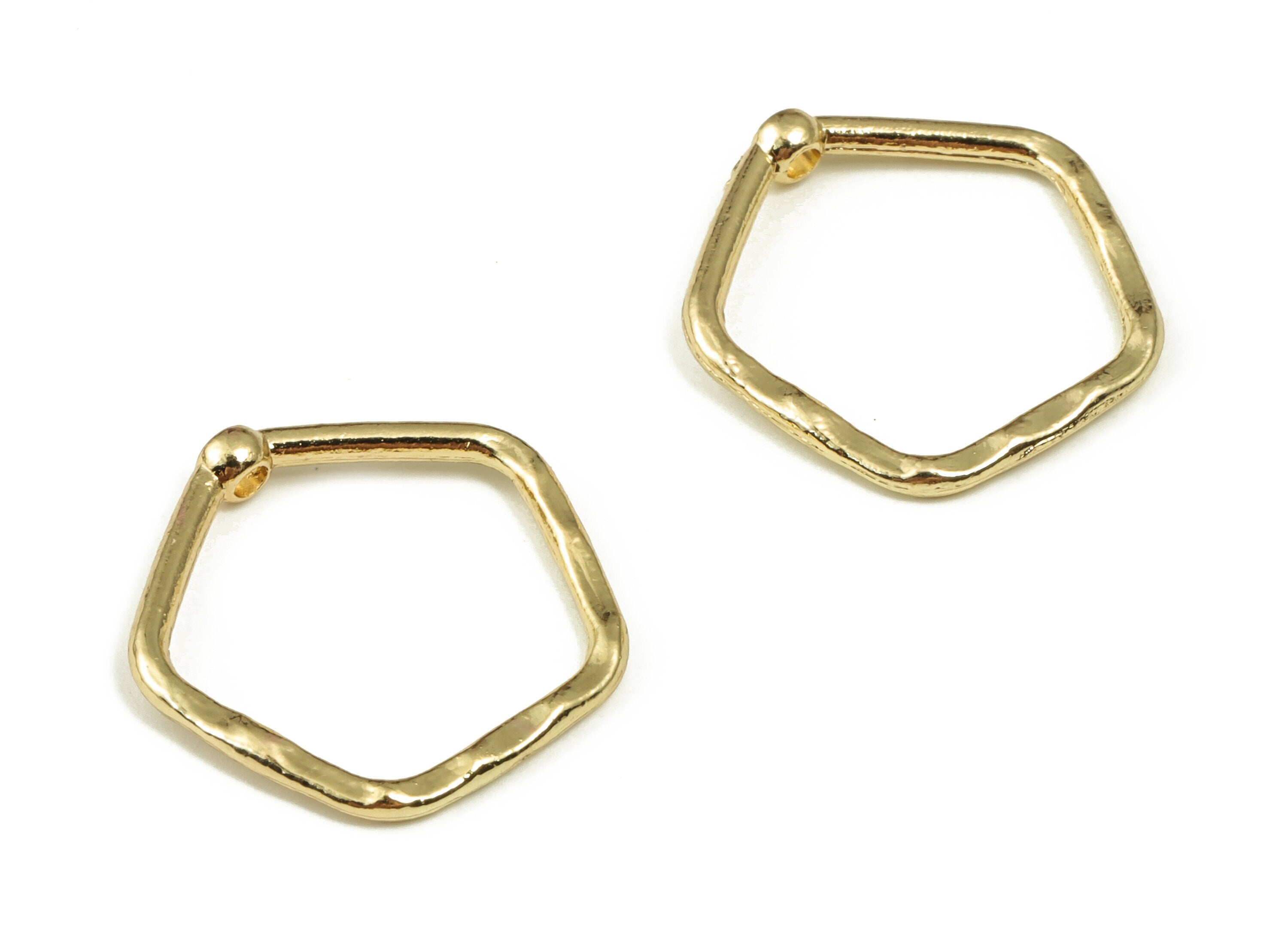 Alloy Hexagon Earring Charm - Zinc Alloy Hexagon Pendant Charm - Gold Tone Plated Alloy - Jewelry Making Supplies -18.14x17.95x1.78mm-ZZ1816 - DOMEDBAZAAR