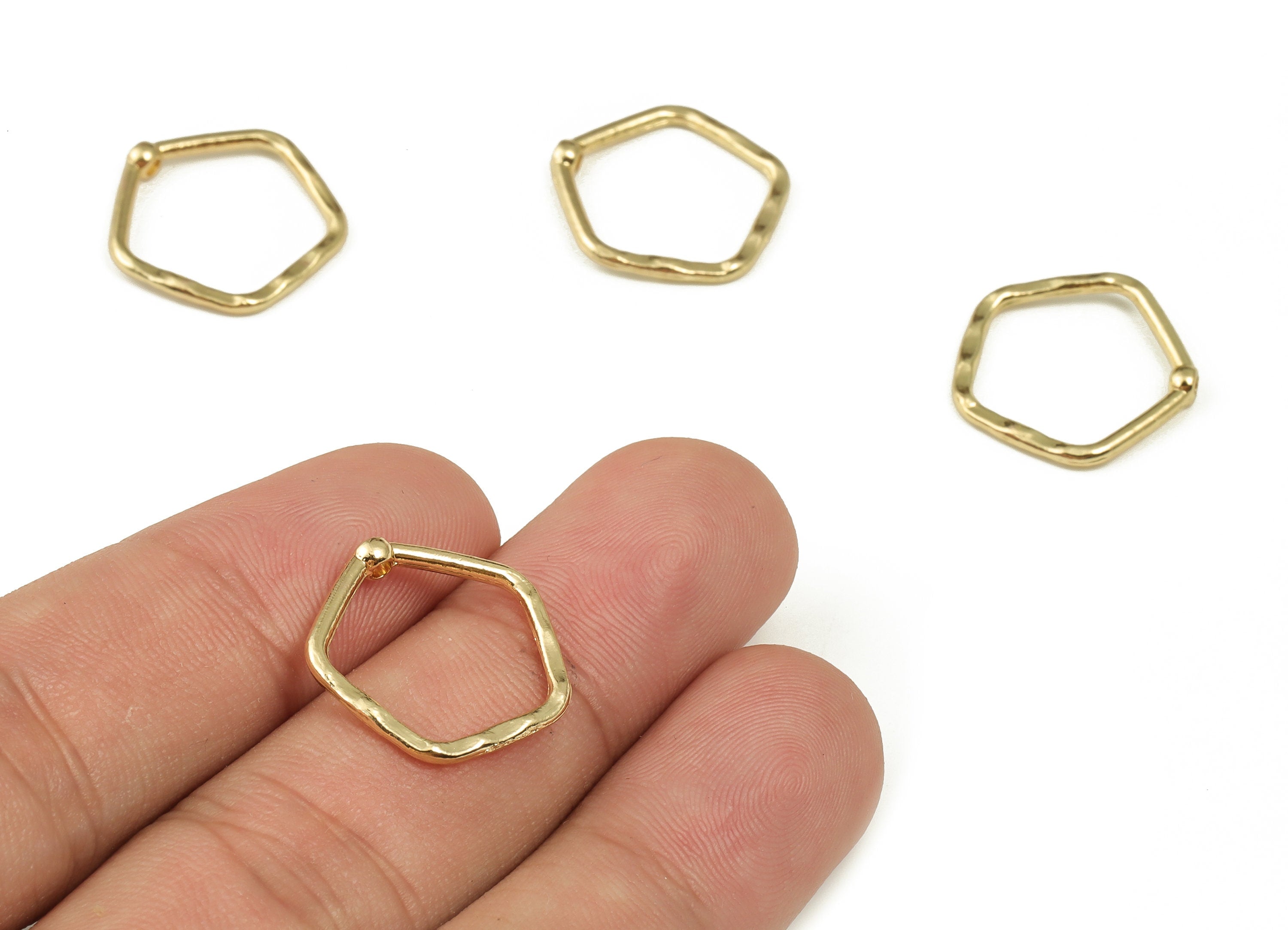 Alloy Hexagon Earring Charm - Zinc Alloy Hexagon Pendant Charm - Gold Tone Plated Alloy - Jewelry Making Supplies -18.14x17.95x1.78mm-ZZ1816 - DOMEDBAZAAR