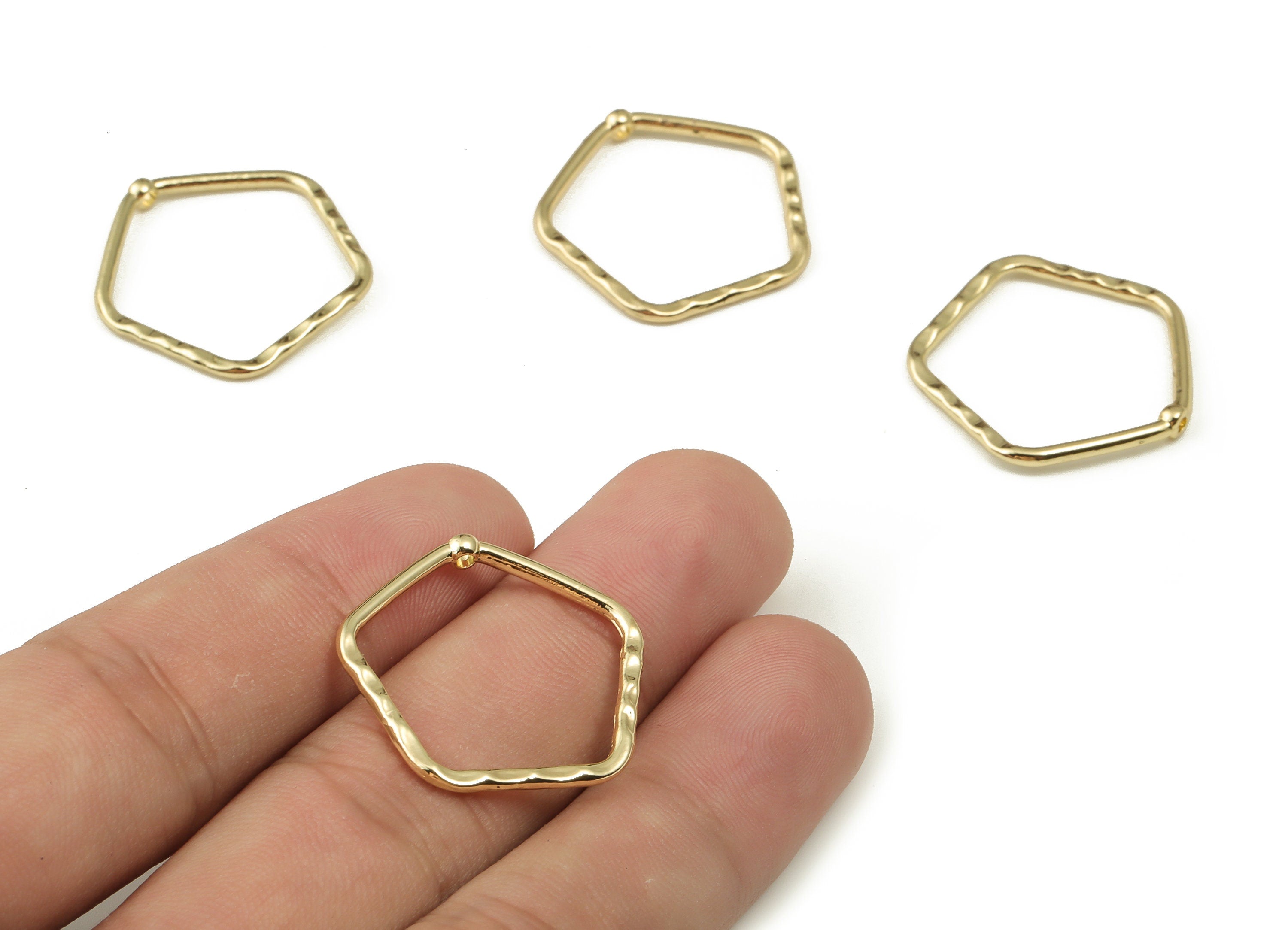 Alloy Pentagon Earring Charm - Zinc Alloy Pentagonal Pendant Charm - Gold Tone Plated Alloy – Jewelry Supplies -25x24.85x1.63mm- ZZ1820 - DOMEDBAZAAR