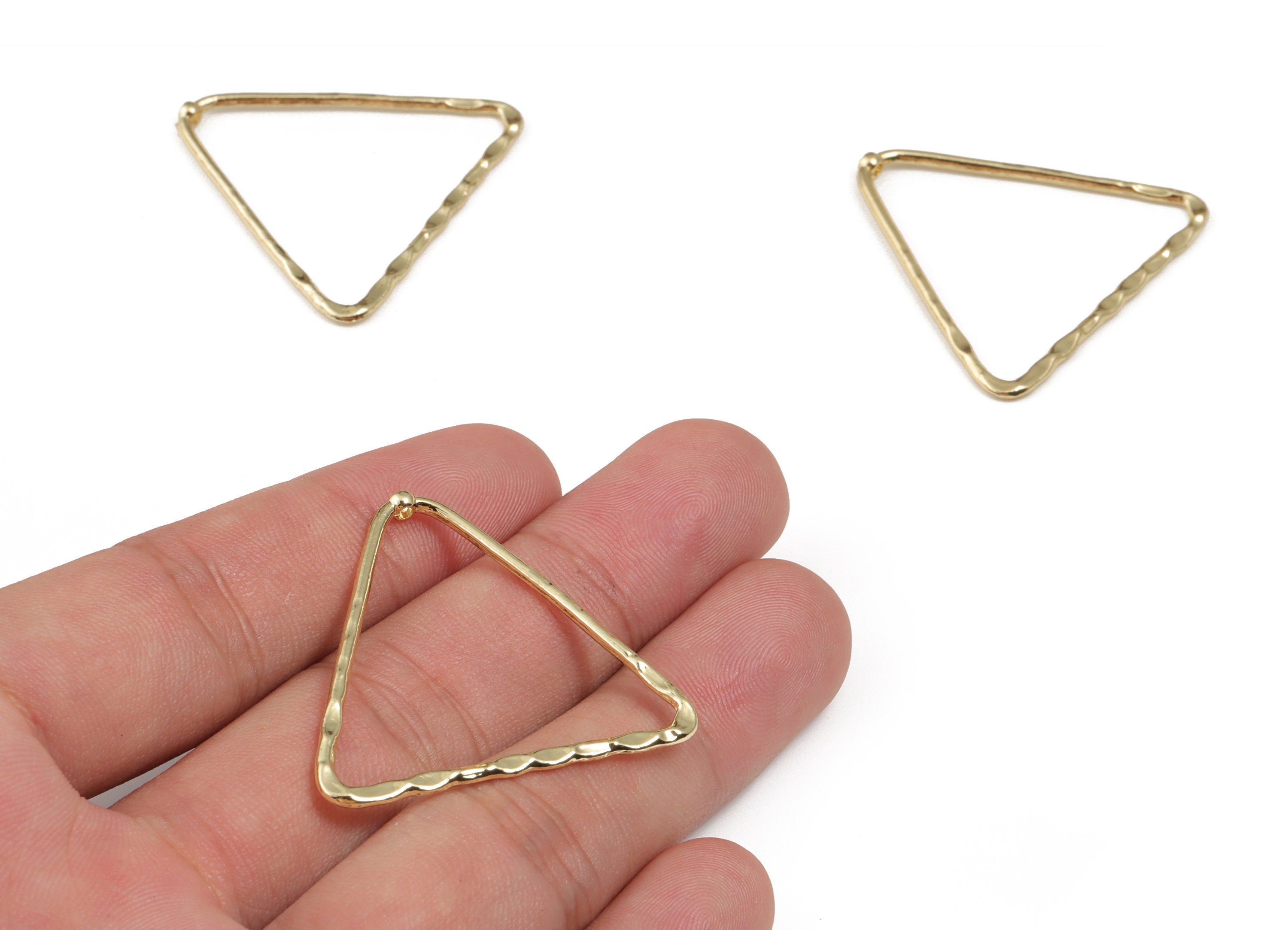 Alloy Triangle Earring Charm - Zinc Alloy Triangle Pendant Charm - Gold Tone Plated Alloy - Jewelry Making Supplies -35x33.83x1.63mm- ZZ1823 - DOMEDBAZAAR