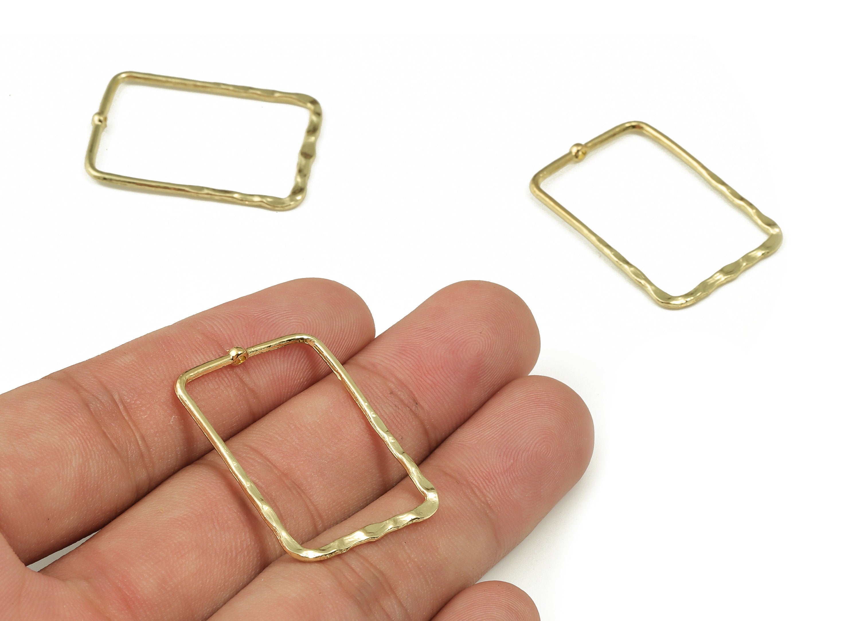 Alloy Square Earring Charm - Zinc Alloy Square Pendant Charm - Gold Tone Plated Alloy - Jewelry Making Supplies -33.05x23.51x1.41mm - ZZ1821 - DOMEDBAZAAR