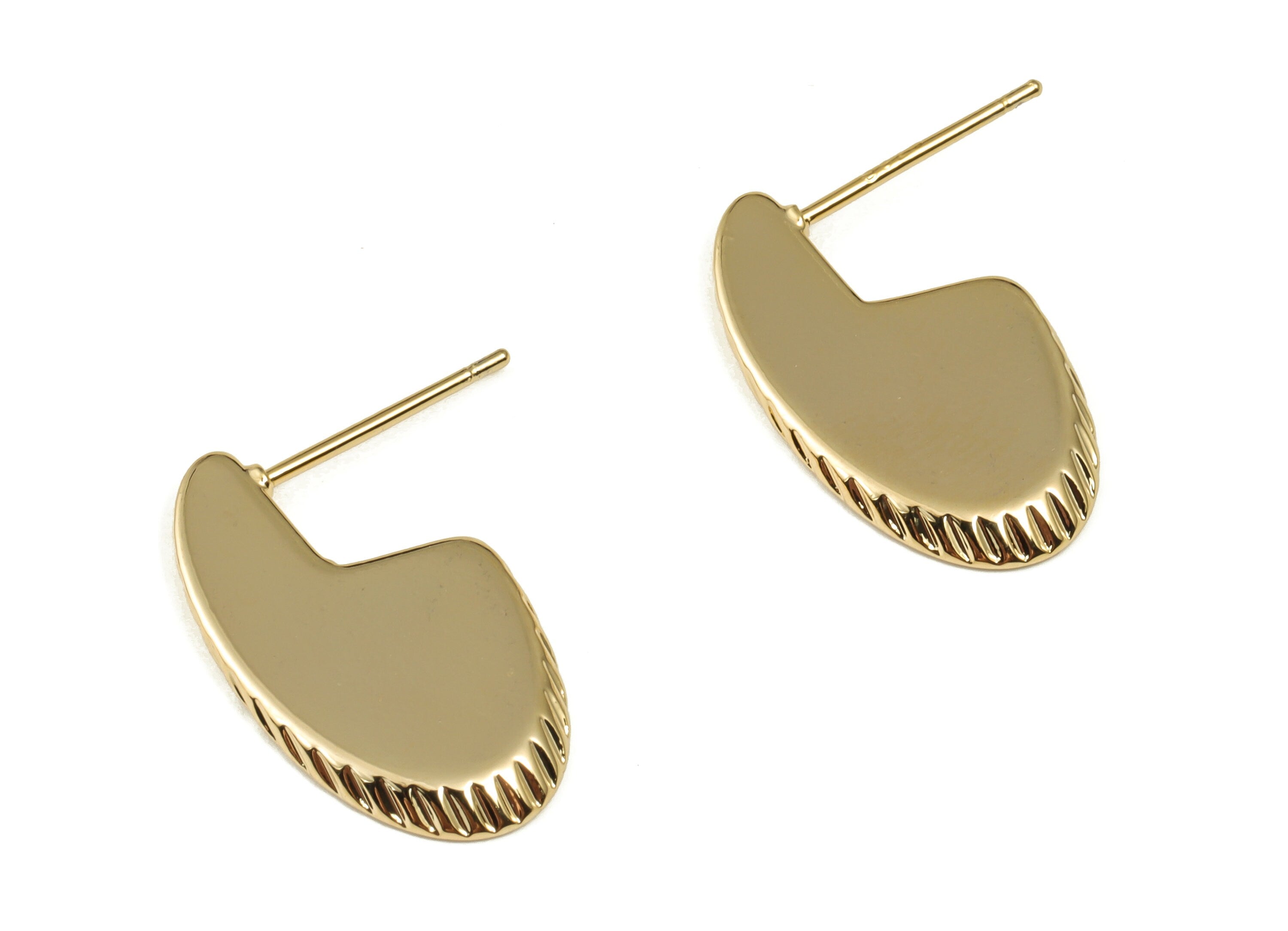 Brass Geometry Earring Post - Gold Geometry Earring Stud - 18K Real Gold Plated Brass - Stainless Steel Stud - 20.55x11.9x1.72mm - RGP4003 - DOMEDBAZAAR