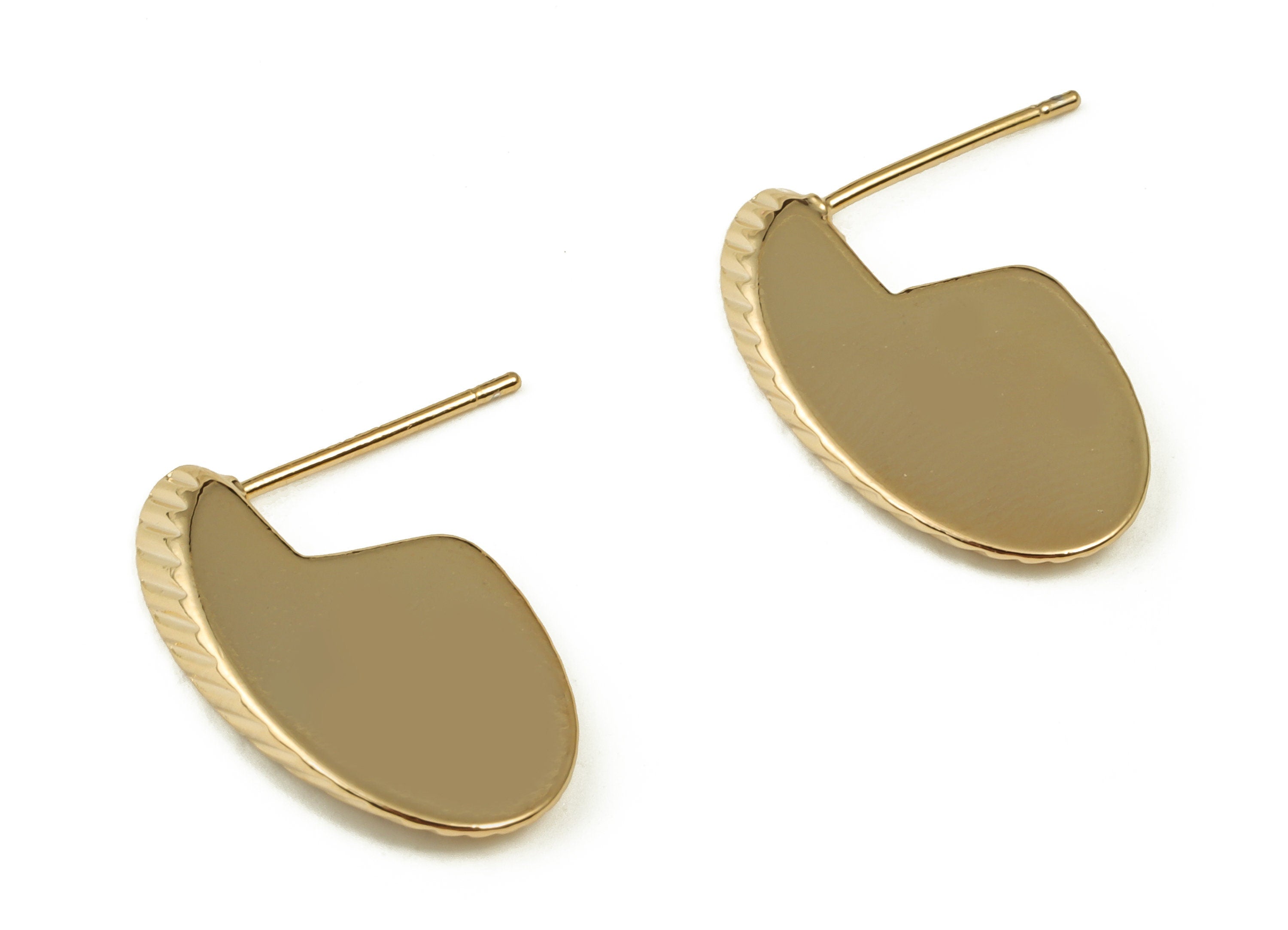 Brass Geometry Earring Post - Gold Geometry Earring Stud - 18K Real Gold Plated Brass - Stainless Steel Stud - 20.78x12.03x1.78mm - RGP4004 - DOMEDBAZAAR