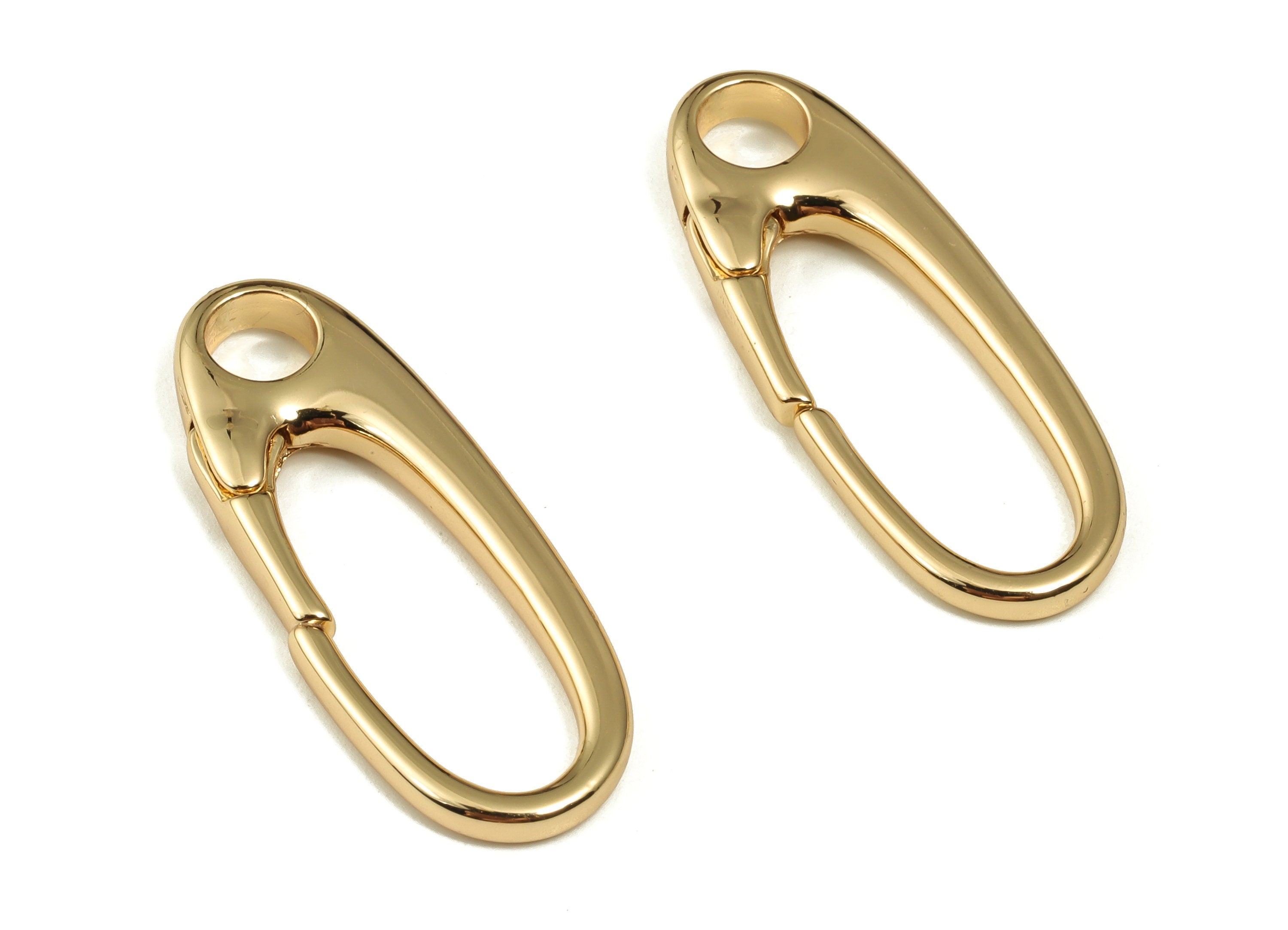 Brass Oval Clasp Earring Connector - Gold Oval Earring Charms - Gold Parrot Clasp - 18K Real Gold Plated Brass -31.86x12.61x3.13mm- RGP3975 - DOMEDBAZAAR
