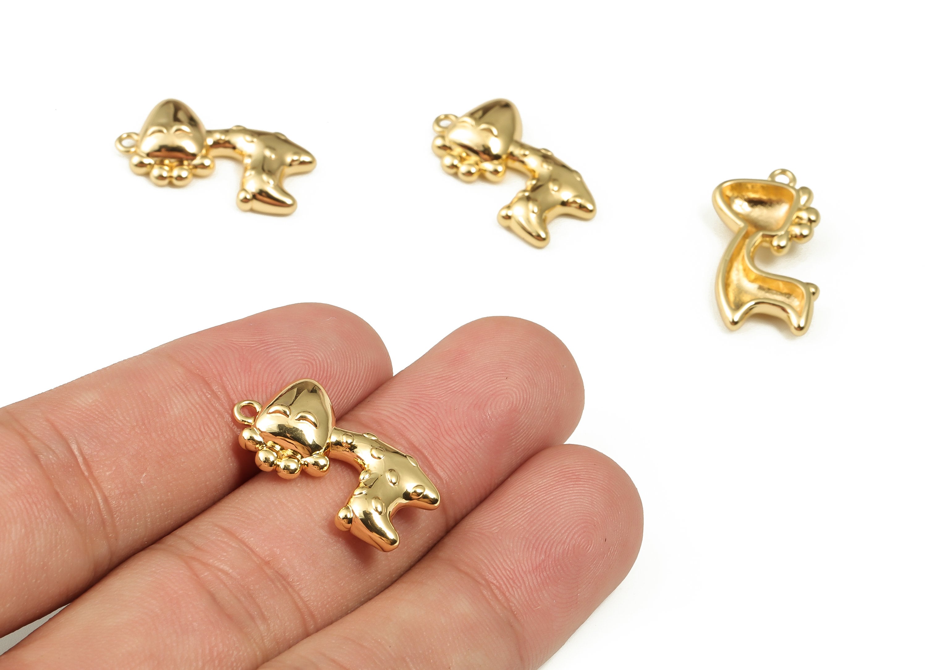 Brass Giraffe Earring Charms - Gold Giraffe Pendant - 18K Real Gold Plated Brass - Jewelry Making Supplies - 23.02x12.19x4.69mm - RGP4010 - DOMEDBAZAAR