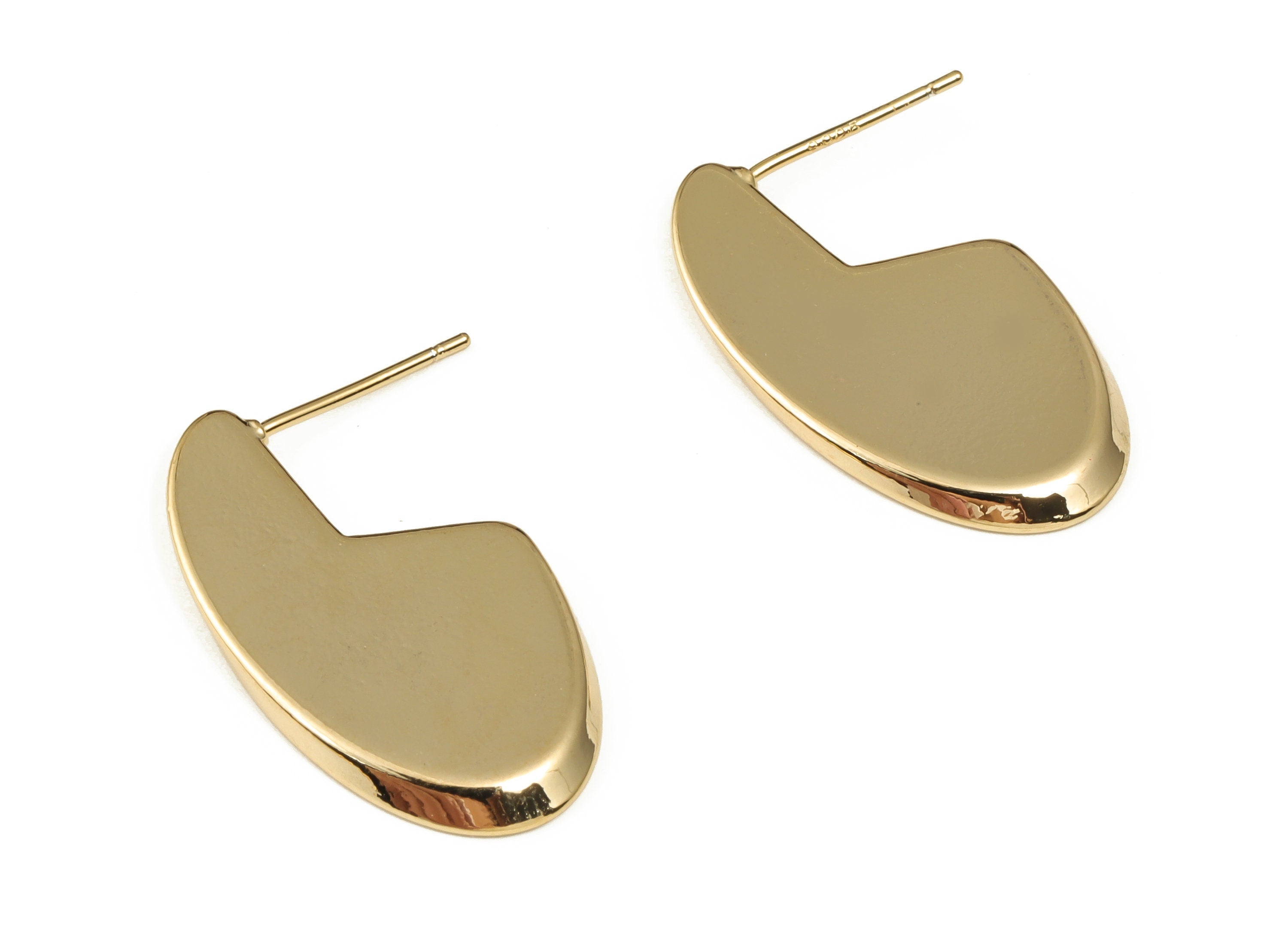 Brass Geometry Earring Post - Gold Geometry Earring Stud - 18K Real Gold Plated Brass - Stainless Steel Stud - 26.19x15.12x1.9mm - RGP3996 - DOMEDBAZAAR
