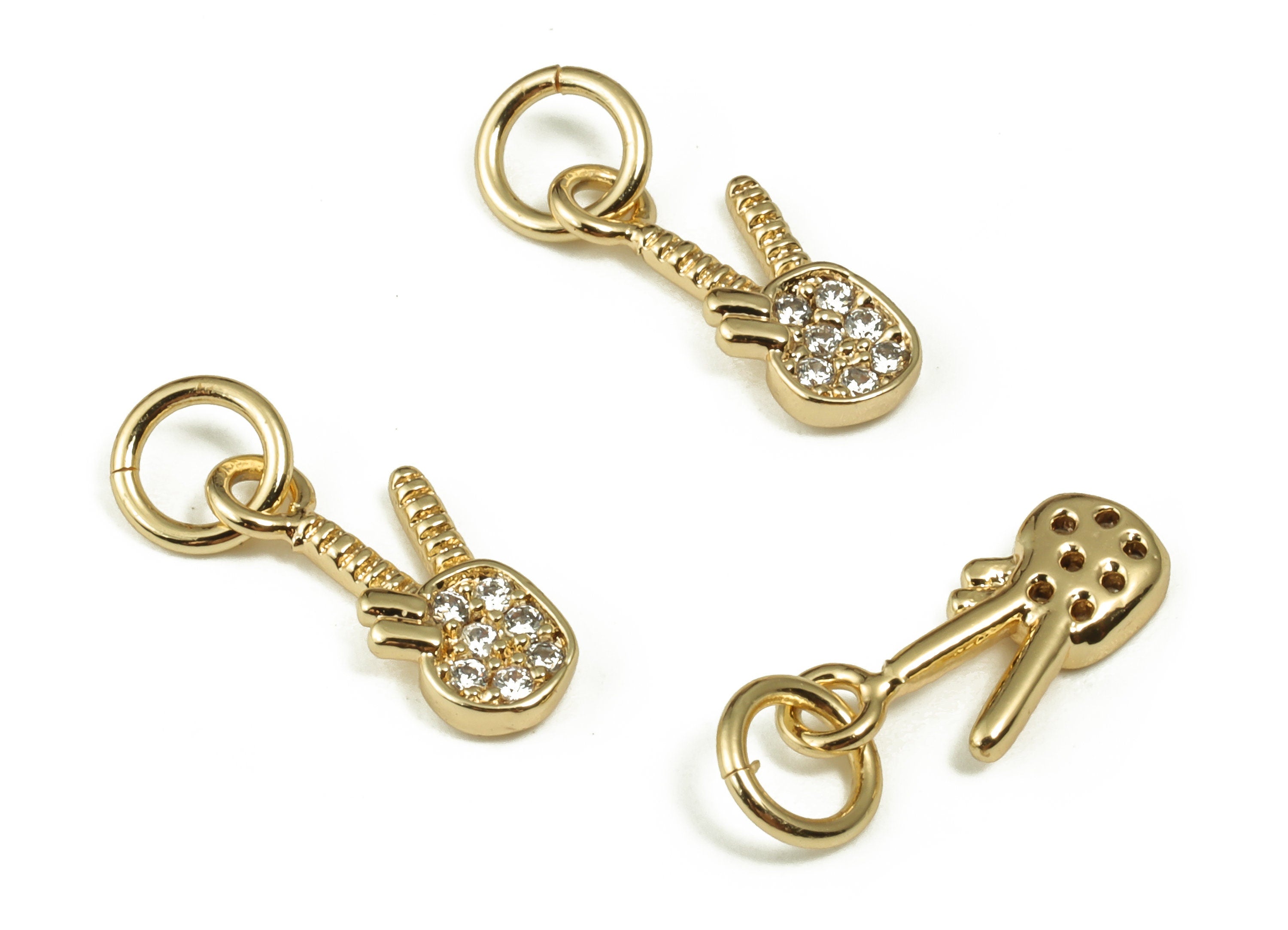Brass Yeah Gesture Earring Charms With Zircons - Gold HandGestures Charms - 18K Gold Plated Brass Hand Symbol -15.03x5.89x1.98mm- RGP4008 - DOMEDBAZAAR