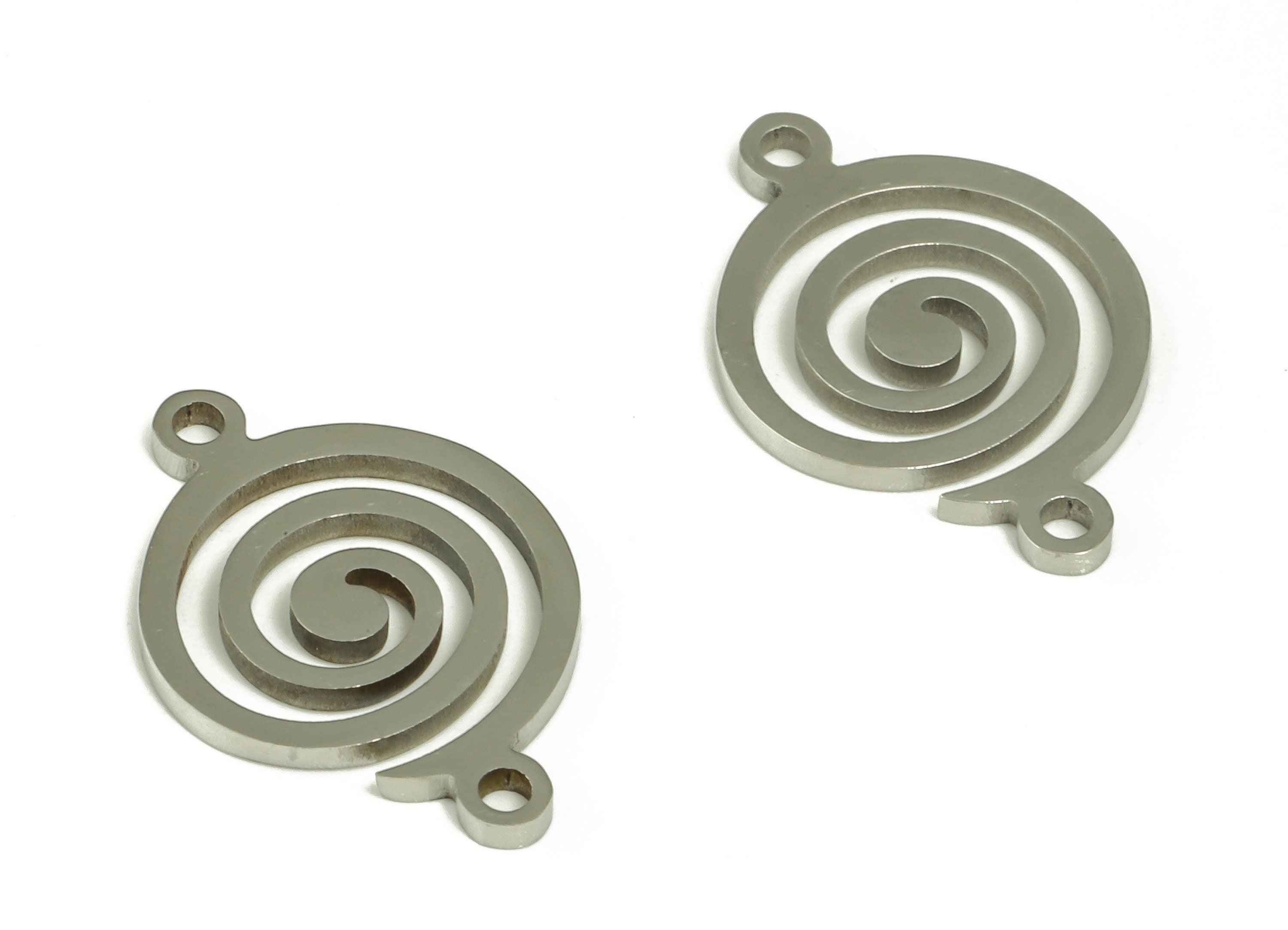 Stainless Steel Spiral Connector – Spiral Earring Charm – Spiral Pendant –Swirl Charms for Necklace Bracelet - 15.43x10.6x0.95mm - SS1229 - DOMEDBAZAAR