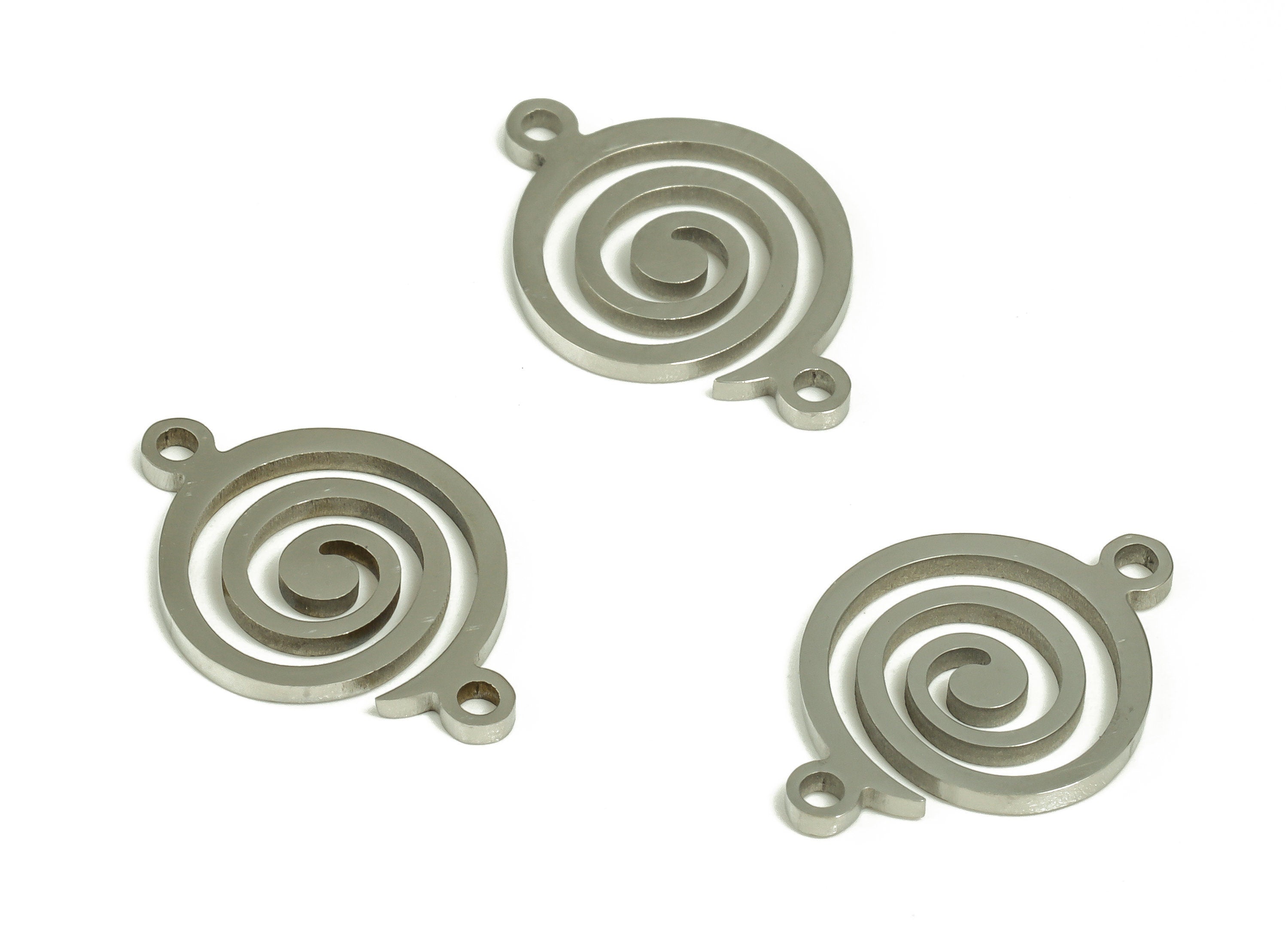 Stainless Steel Spiral Connector – Spiral Earring Charm – Spiral Pendant –Swirl Charms for Necklace Bracelet - 15.43x10.6x0.95mm - SS1229 - DOMEDBAZAAR