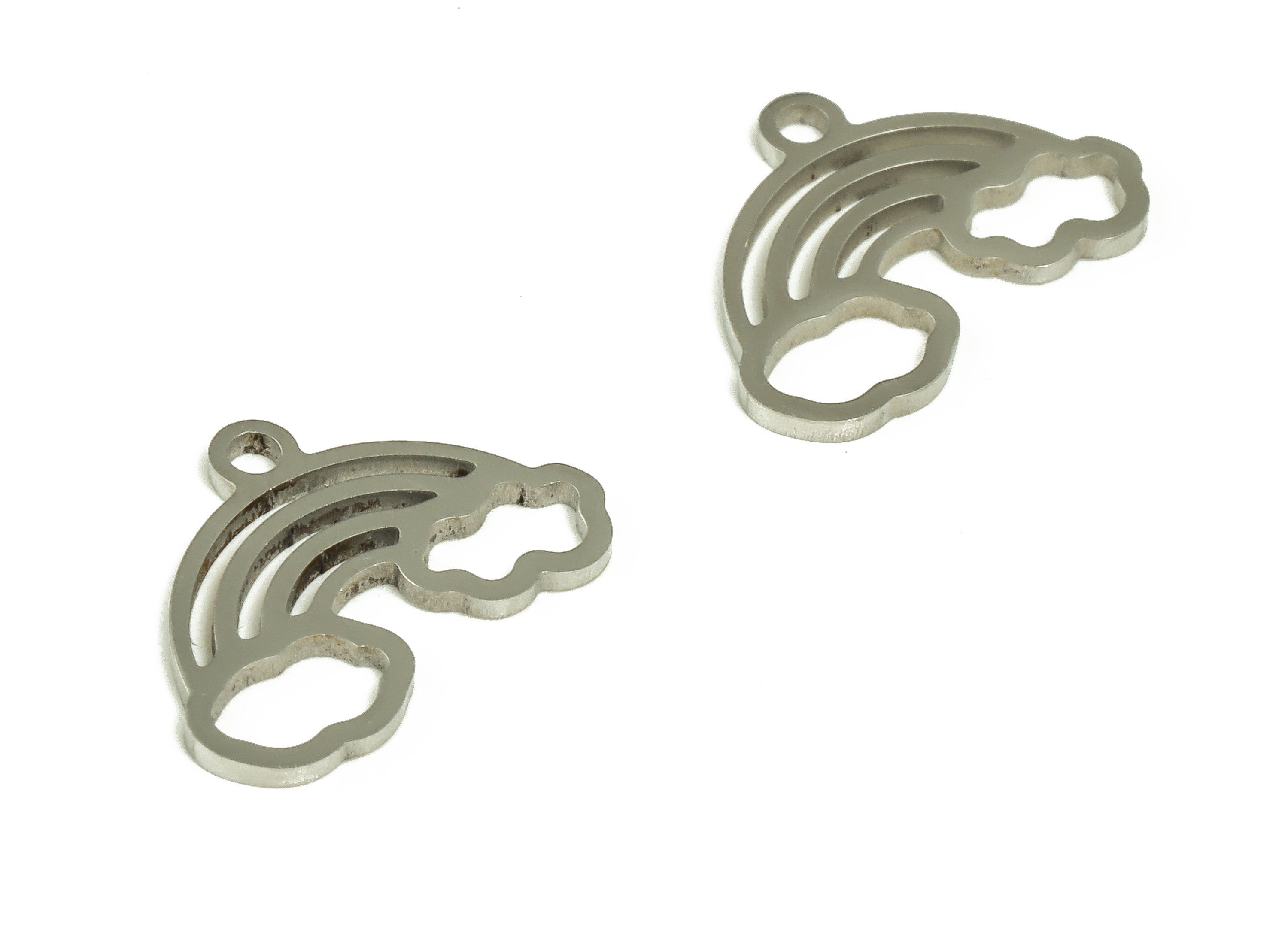 Rainbow & Cloud Charm - Stainless Steel Rainbow Earring Charms - Rainbow Pendant - Rainbow Jewelry Supplies - 14.94x9.94x0.91mm - SS1241 - DOMEDBAZAAR