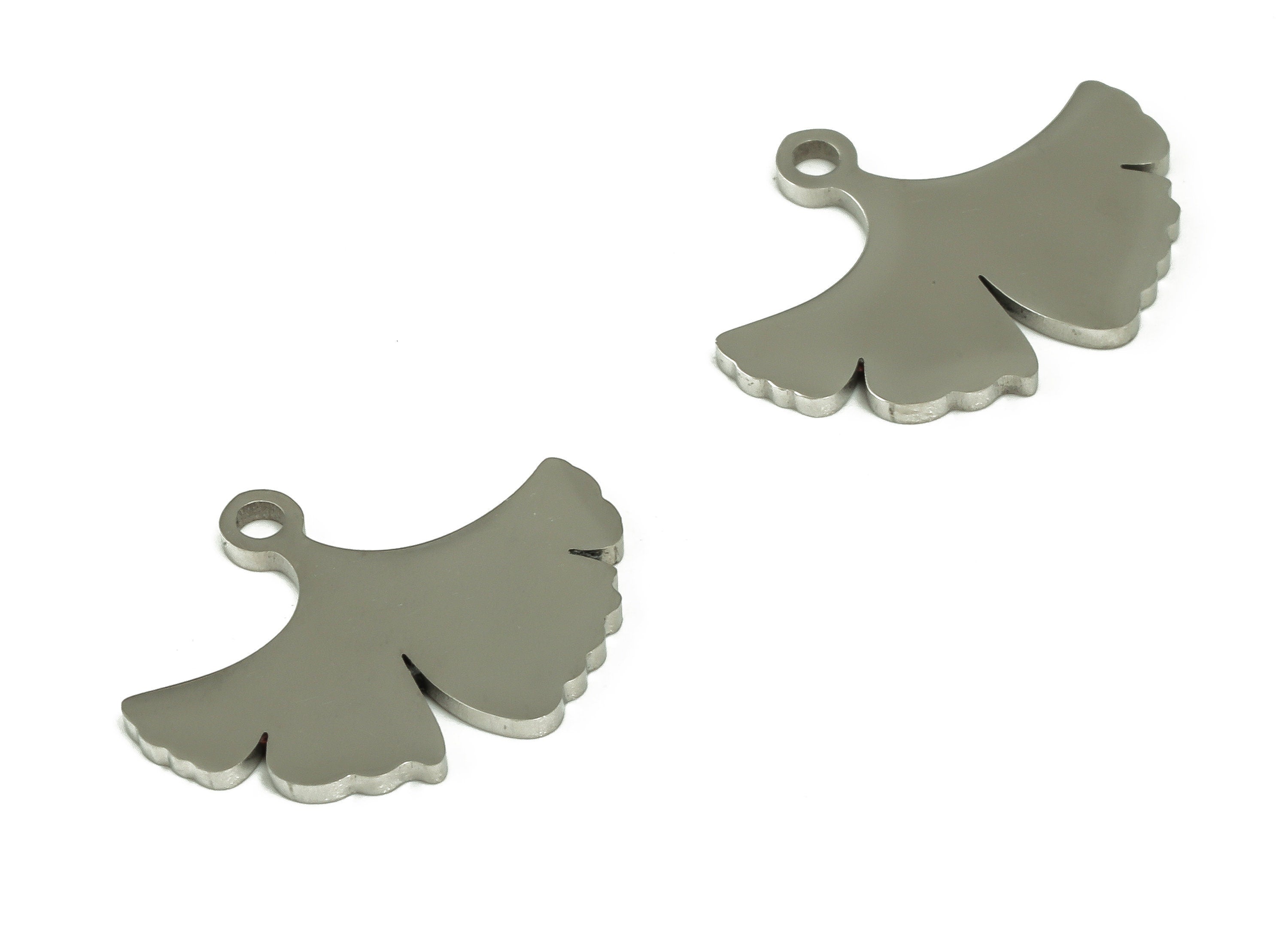 Stainless Steel Ginkgo Leaf Earring Charms - Stainless Steel Leaf Pendant - Earring Findings - Jewelry Supplies - 16.57x13.06x0.96mm -SS1234 - DOMEDBAZAAR