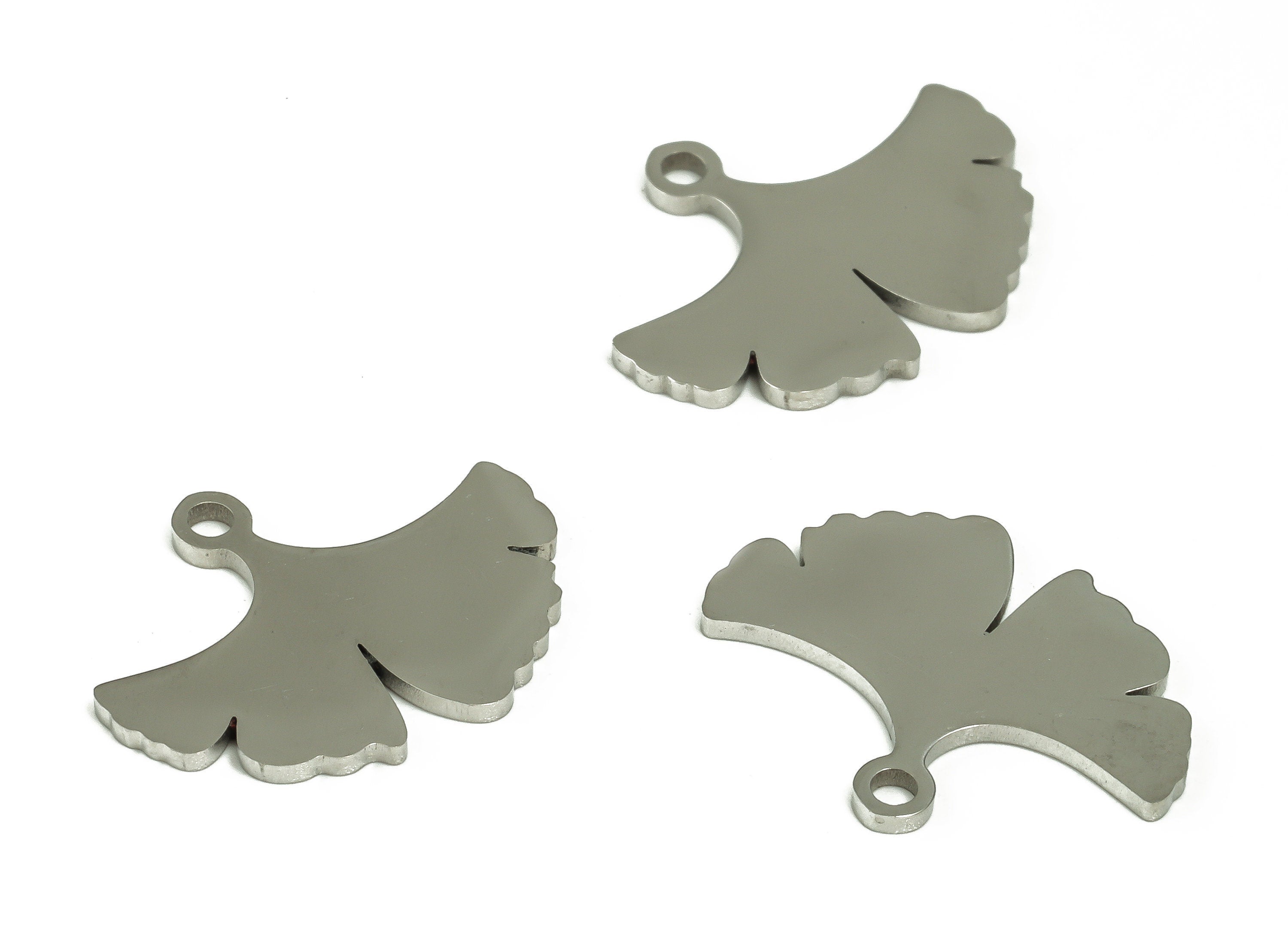 Stainless Steel Ginkgo Leaf Earring Charms - Stainless Steel Leaf Pendant - Earring Findings - Jewelry Supplies - 16.57x13.06x0.96mm -SS1234 - DOMEDBAZAAR