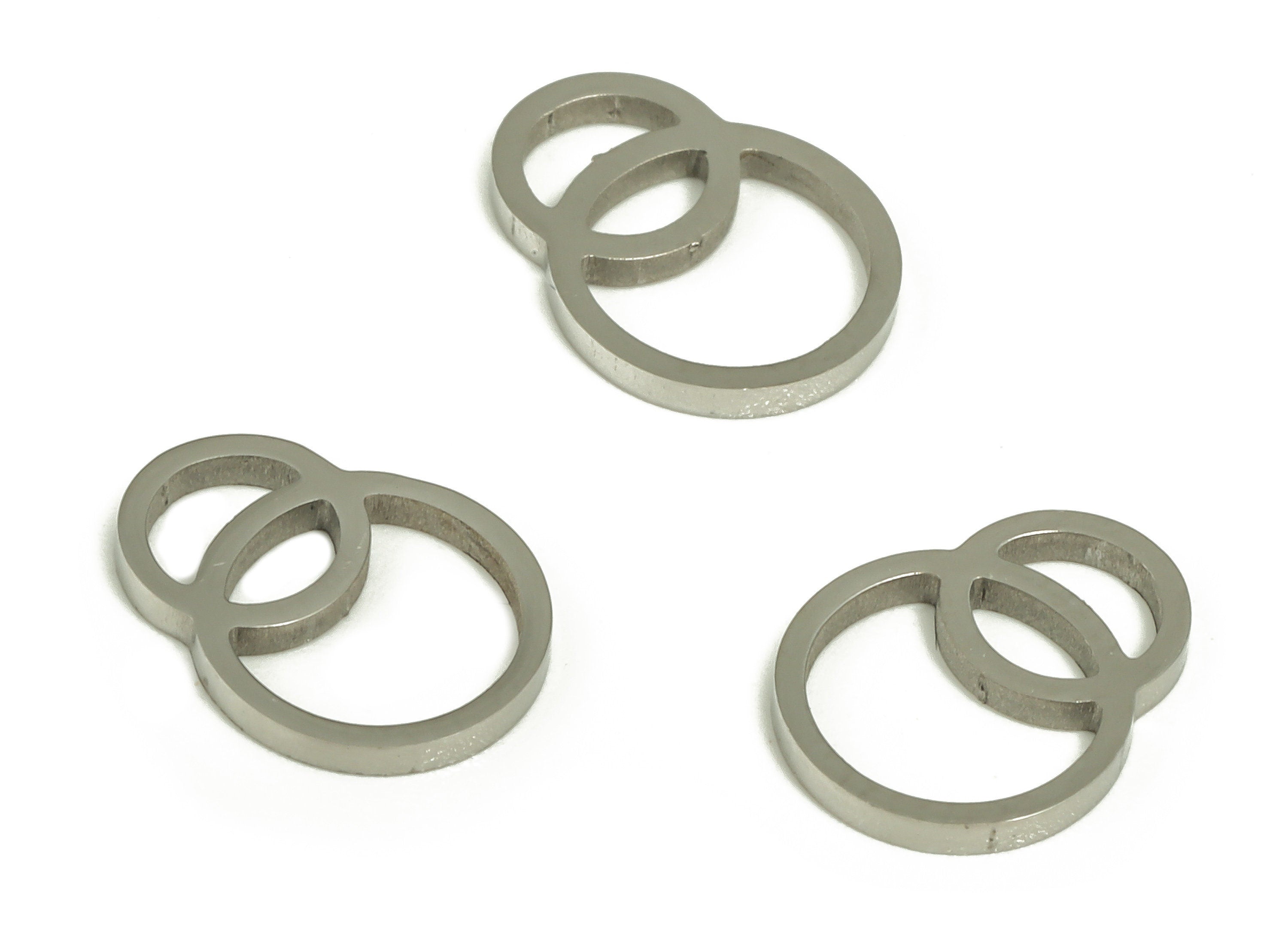 Double Circle Connector - Stainless Steel Round Connector –Necklace Charms - Earring Findings - Jewelry Supplies - 9.28x7.1x0.93mm - SS1242 - DOMEDBAZAAR