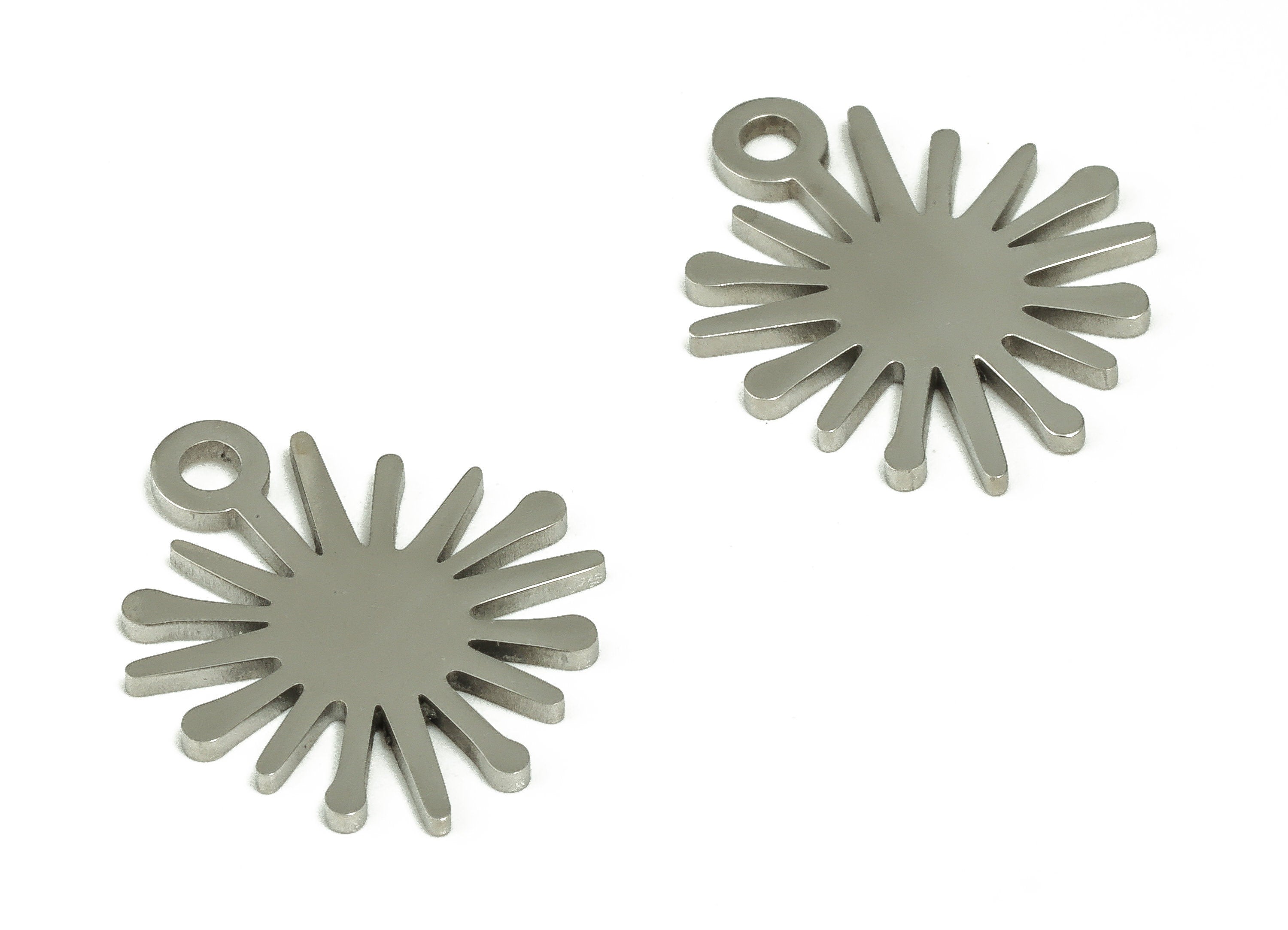 Stainless Steel Sun Earring Charms - Stainless Steel Sun Pendant - Earring Findings - Jewelry Making Supplies - 17.17x14.35x0.92mm - SS1232 - DOMEDBAZAAR