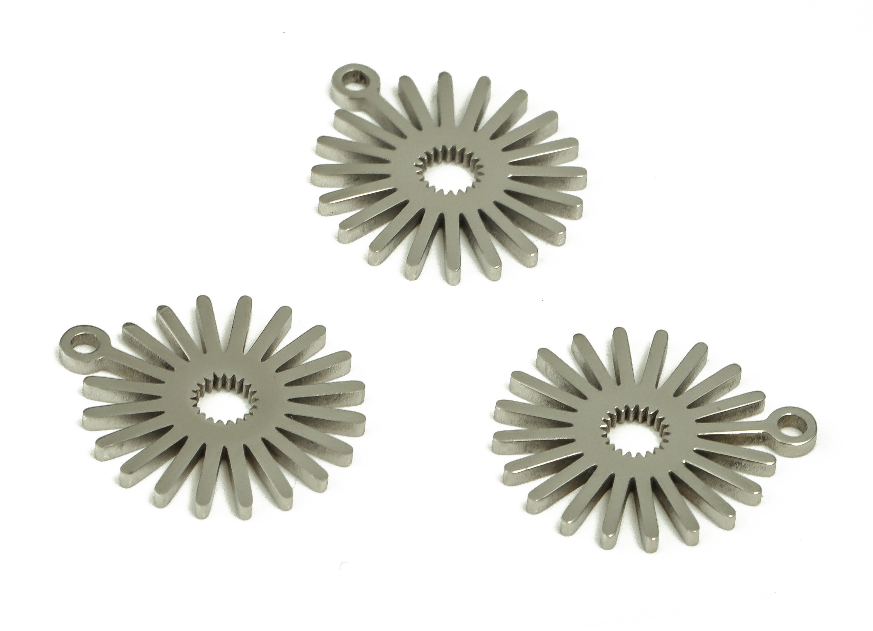 Stainless Steel Sun Earring Charms - Stainless Steel Sun Pendant - Earring Findings - Jewelry Making Supplies - 14.46x12.74x0.94mm - SS1240 - DOMEDBAZAAR