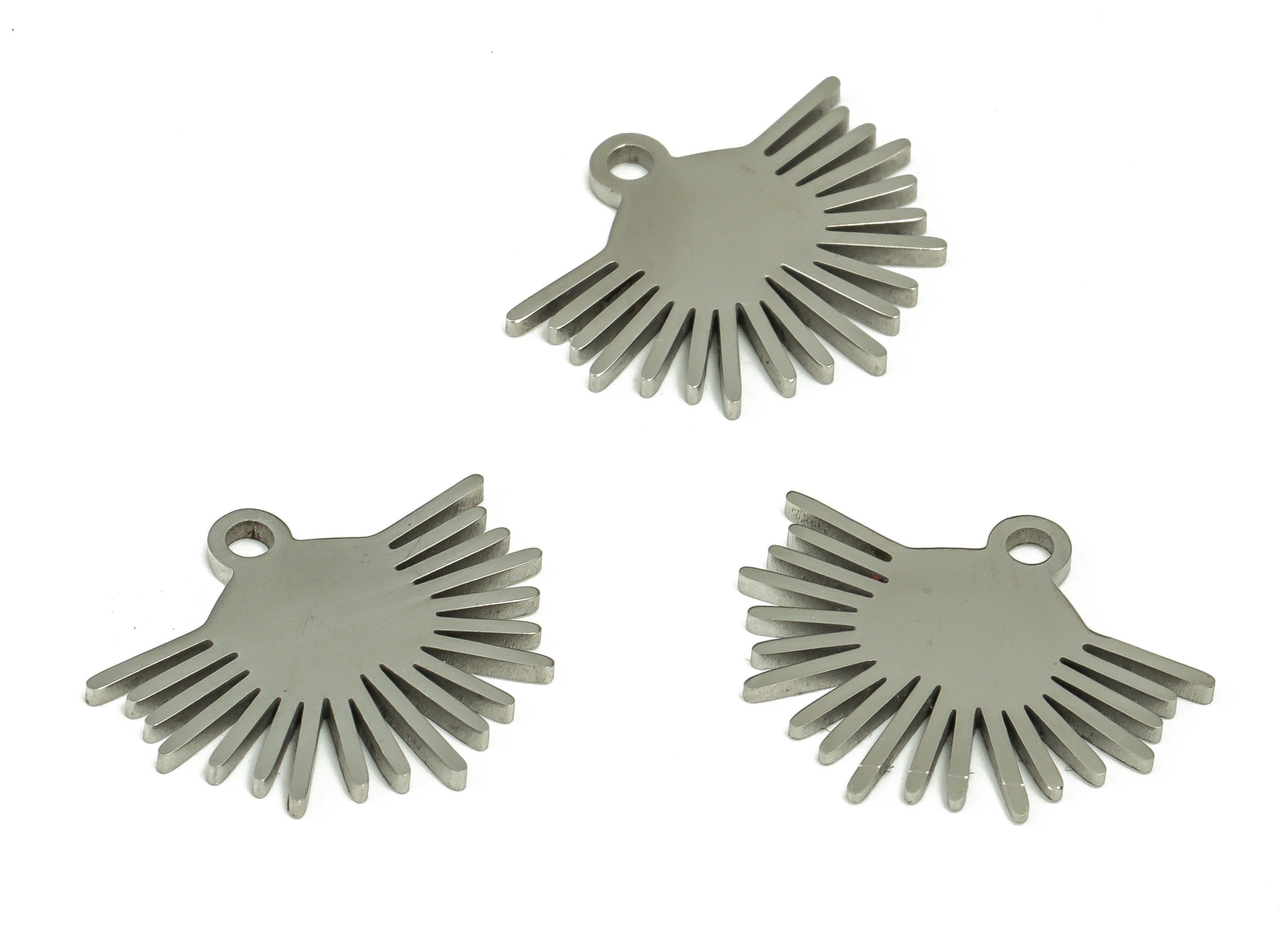 Half Sun Charm - Stainless Steel Sun Earring Charms –Half Circle Pendant –Fan Charm – Jewelry MakingSupplies - 15.16x12.78x0.95mm -SS1233 - DOMEDBAZAAR