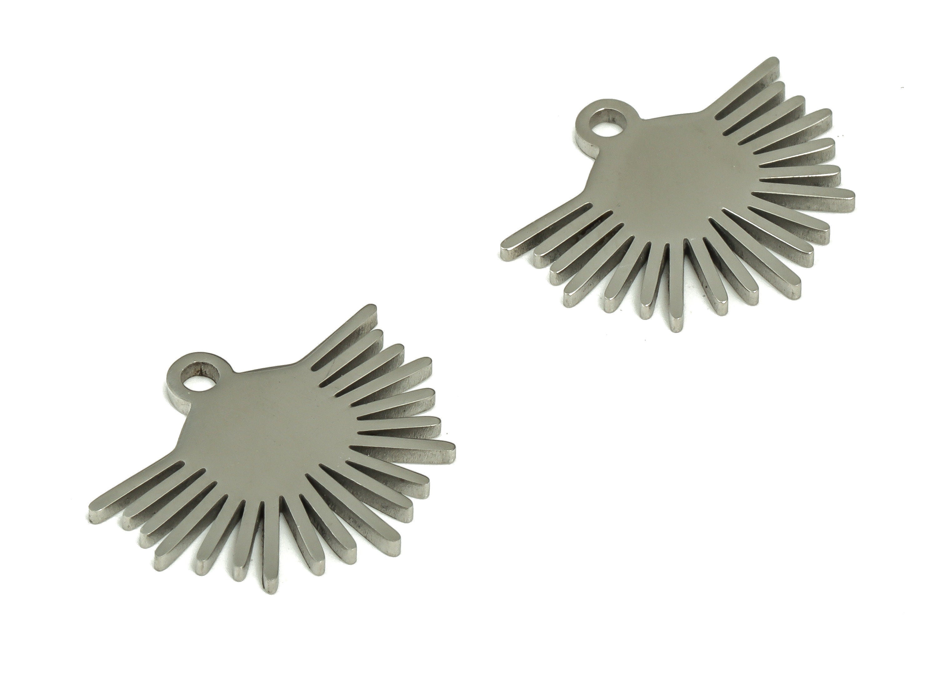 Half Sun Charm - Stainless Steel Sun Earring Charms –Half Circle Pendant –Fan Charm – Jewelry MakingSupplies - 15.16x12.78x0.95mm -SS1233 - DOMEDBAZAAR