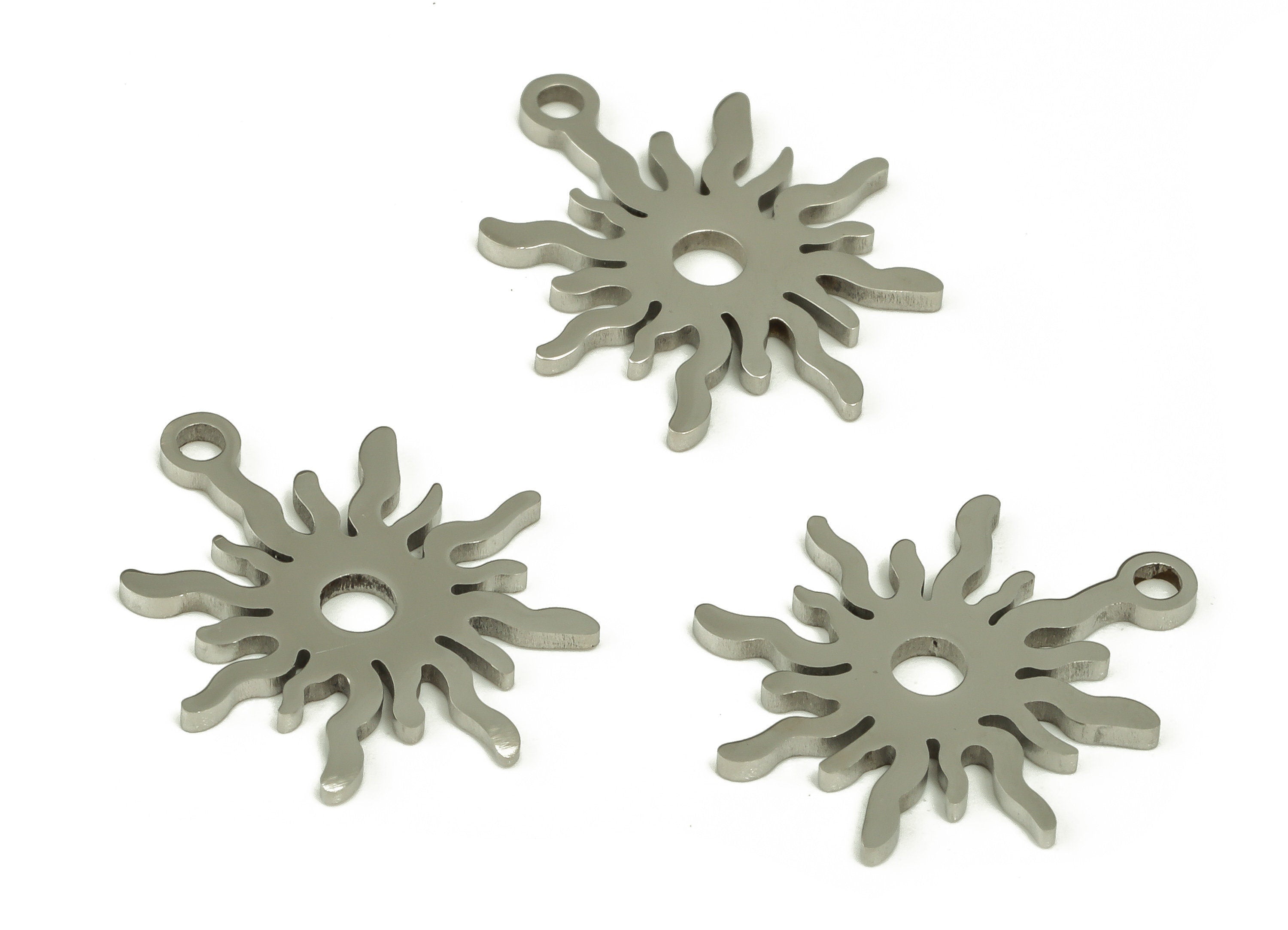Stainless Steel Sunburst Earring Charms - Sunburst Pendant - Earring Findings - Jewelry Making Supplies - 16.48x13.37x0.98mm - SS1243 - DOMEDBAZAAR