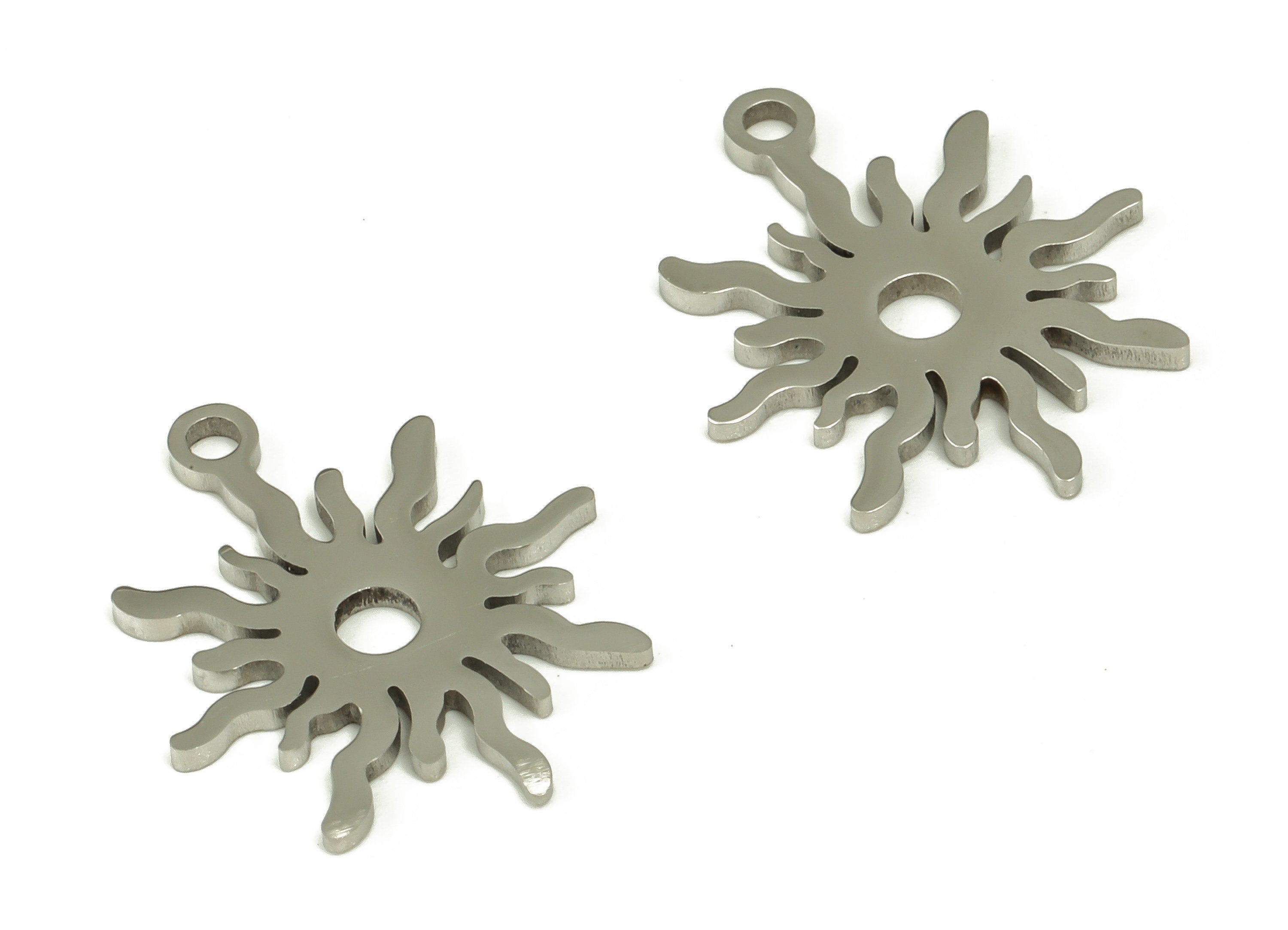 Stainless Steel Sunburst Earring Charms - Sunburst Pendant - Earring Findings - Jewelry Making Supplies - 16.48x13.37x0.98mm - SS1243 - DOMEDBAZAAR