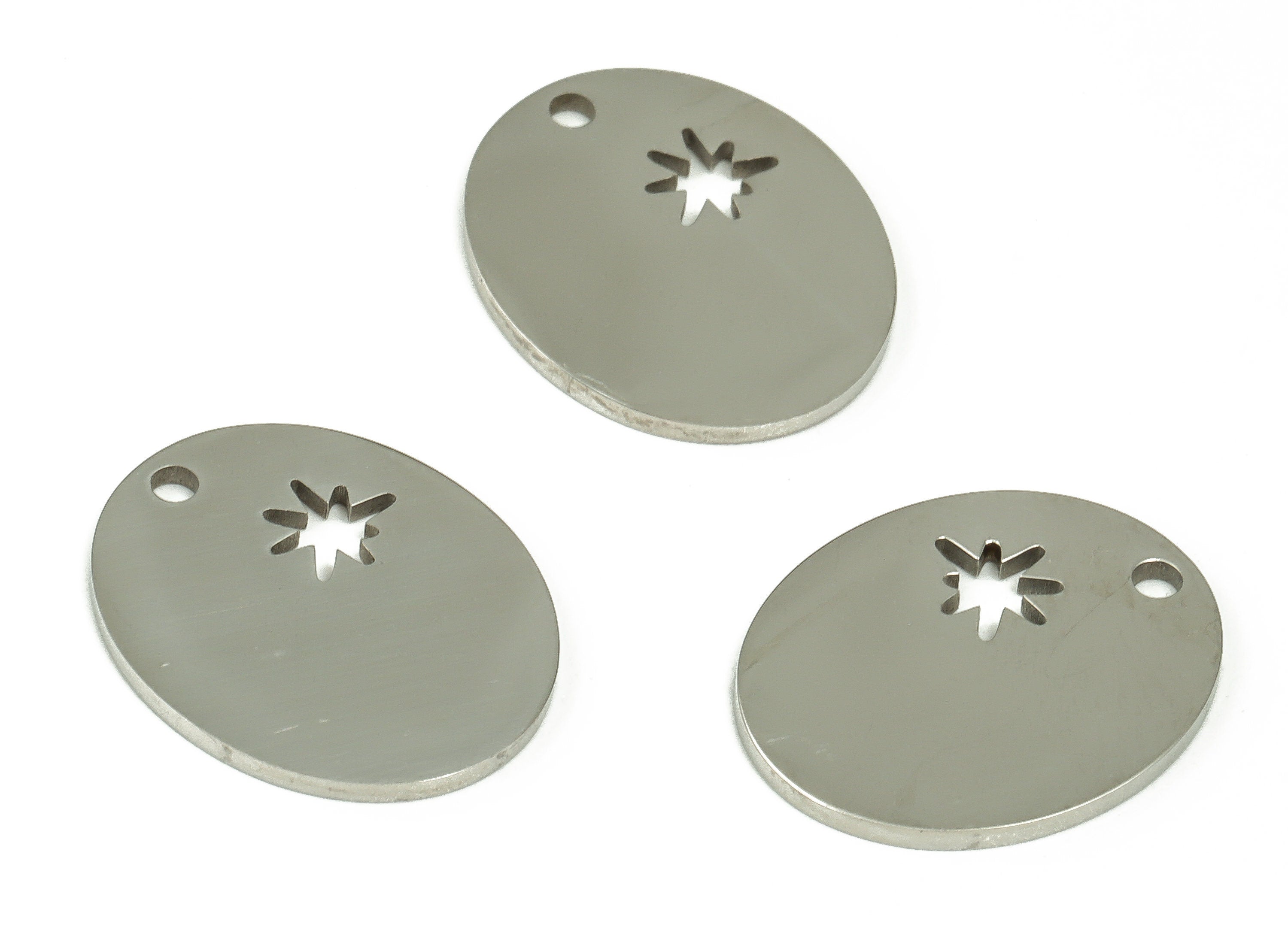 Stainless Steel Oval Earring Charms - Stainless Steel Sun Pendant - Earring Findings - Jewelry Making Supplies - 15.85x12.99x0.97mm - SS1225 - DOMEDBAZAAR