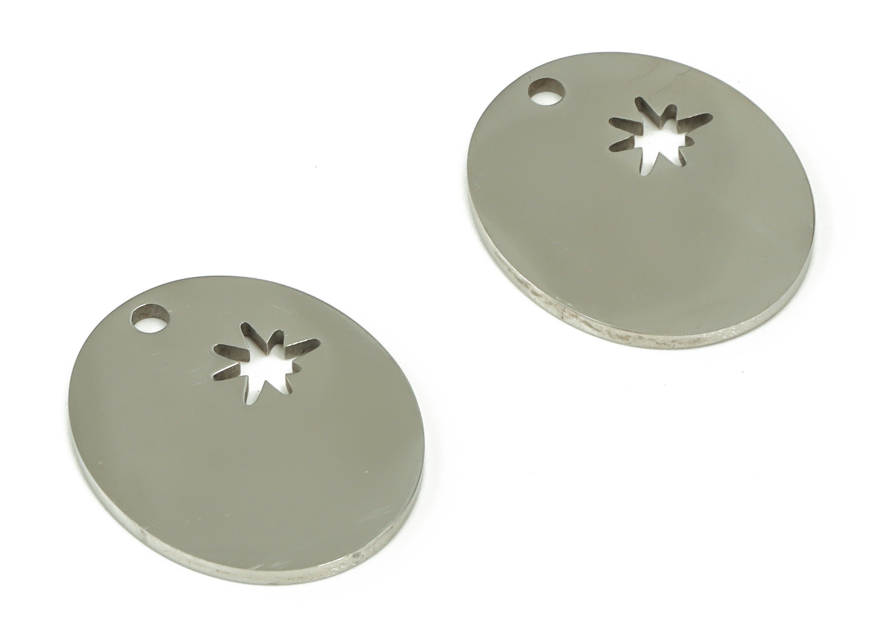 Stainless Steel Oval Earring Charms - Stainless Steel Sun Pendant - Earring Findings - Jewelry Making Supplies - 15.85x12.99x0.97mm - SS1225 - DOMEDBAZAAR