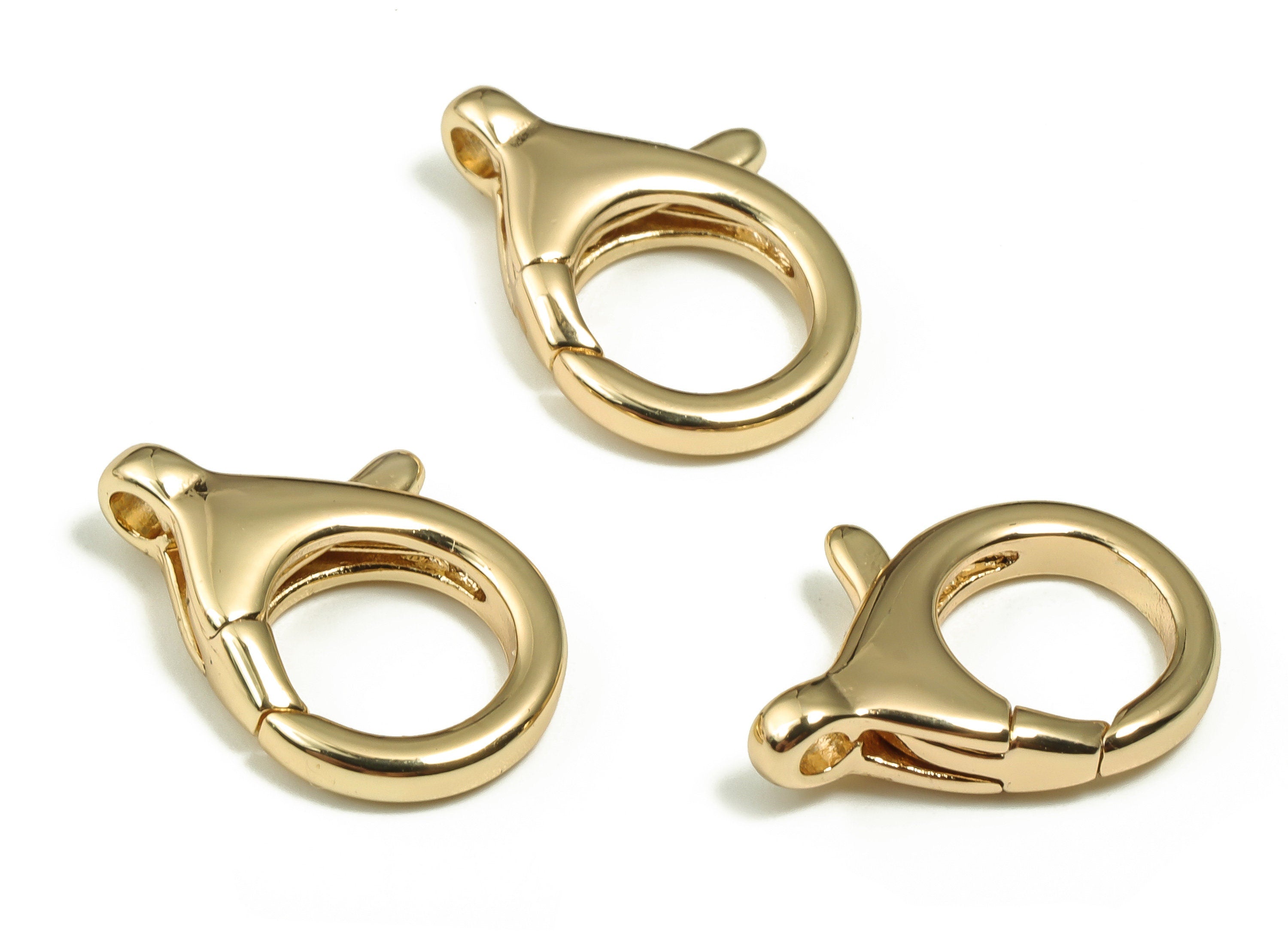 Brass Clips Parrot Clasp - Gold Lobster Clasps - 18K Real Gold Plated Brass –Jewelry Making Findings Fasteners - 16.45x12.1x3.66mm-RGP3372 - DOMEDBAZAAR