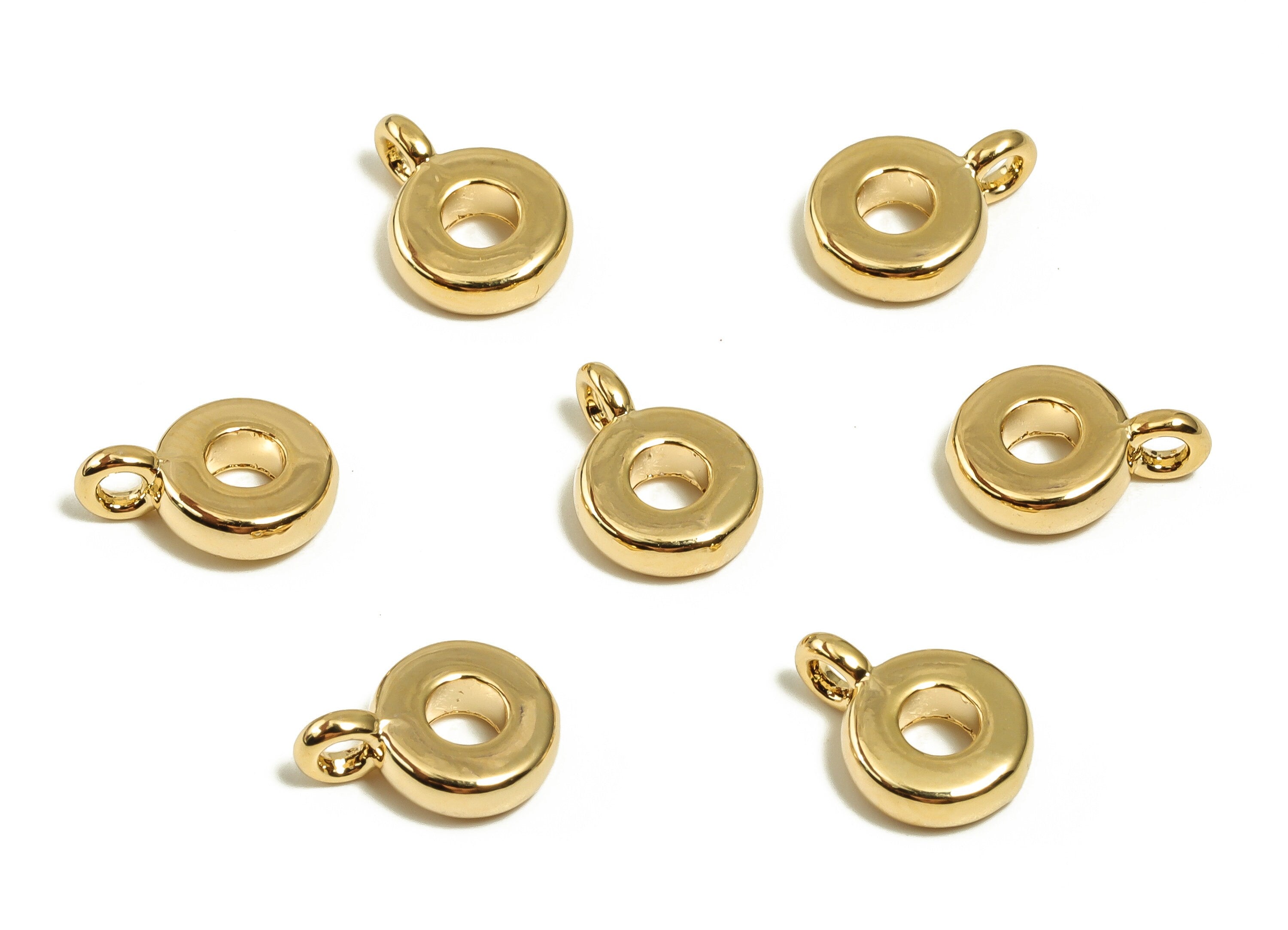 Brass Round Earring Charms - Gold Circle Pendant - 18K Real Gold Plated Brass - Jewelry Making Supplies - 11.02x7.99x2.58mm - RGP3378 - DOMEDBAZAAR