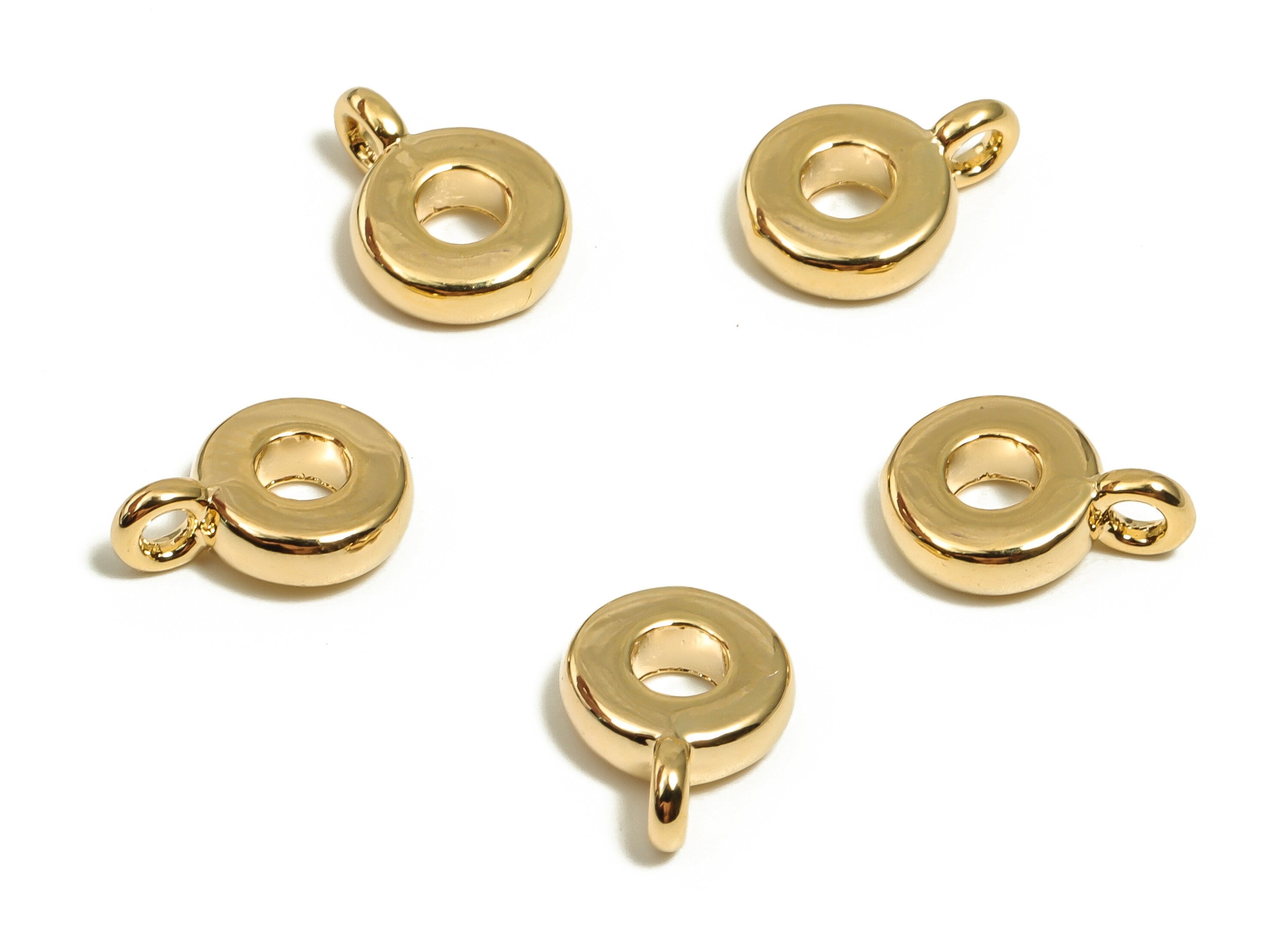Brass Round Earring Charms - Gold Circle Pendant - 18K Real Gold Plated Brass - Jewelry Making Supplies - 11.02x7.99x2.58mm - RGP3378 - DOMEDBAZAAR
