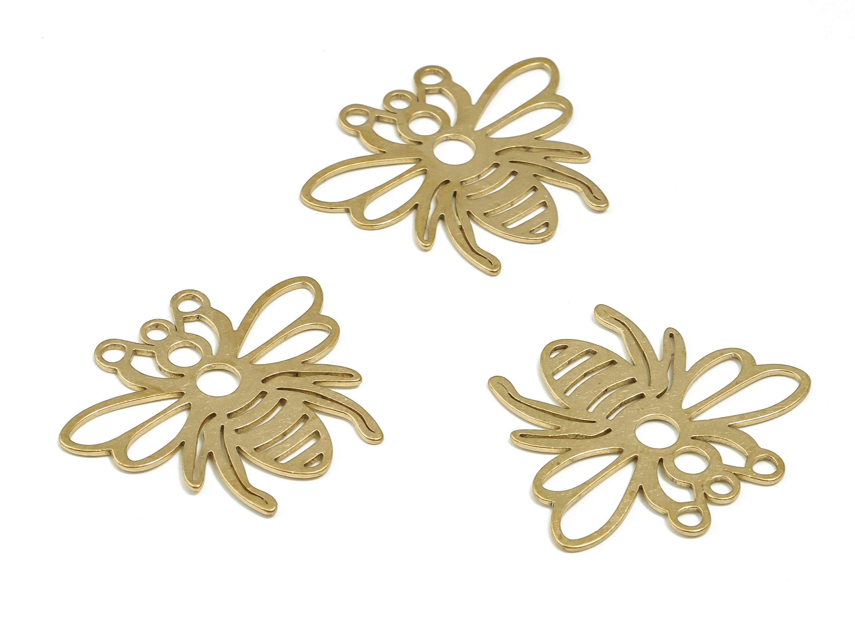 Brass Dragonfly Earring Charms - Raw Brass Dragonfly Pendant - Earring Findings - DIY Jewelry Making Supplies - 29.86x24.86x1.04mm - PP4632 - DOMEDBAZAAR