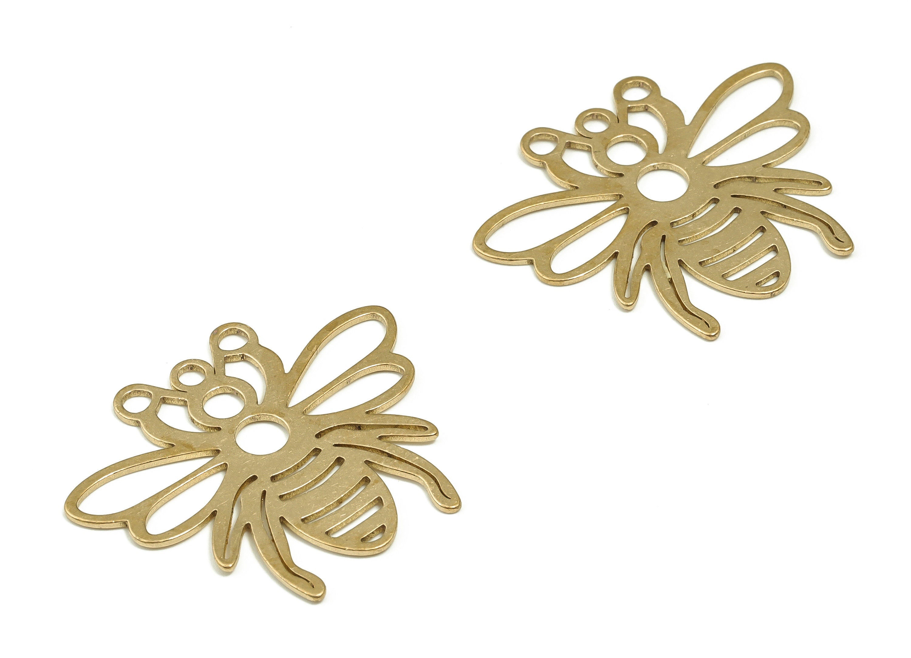 Brass Dragonfly Earring Charms - Raw Brass Dragonfly Pendant - Earring Findings - DIY Jewelry Making Supplies - 29.86x24.86x1.04mm - PP4632 - DOMEDBAZAAR