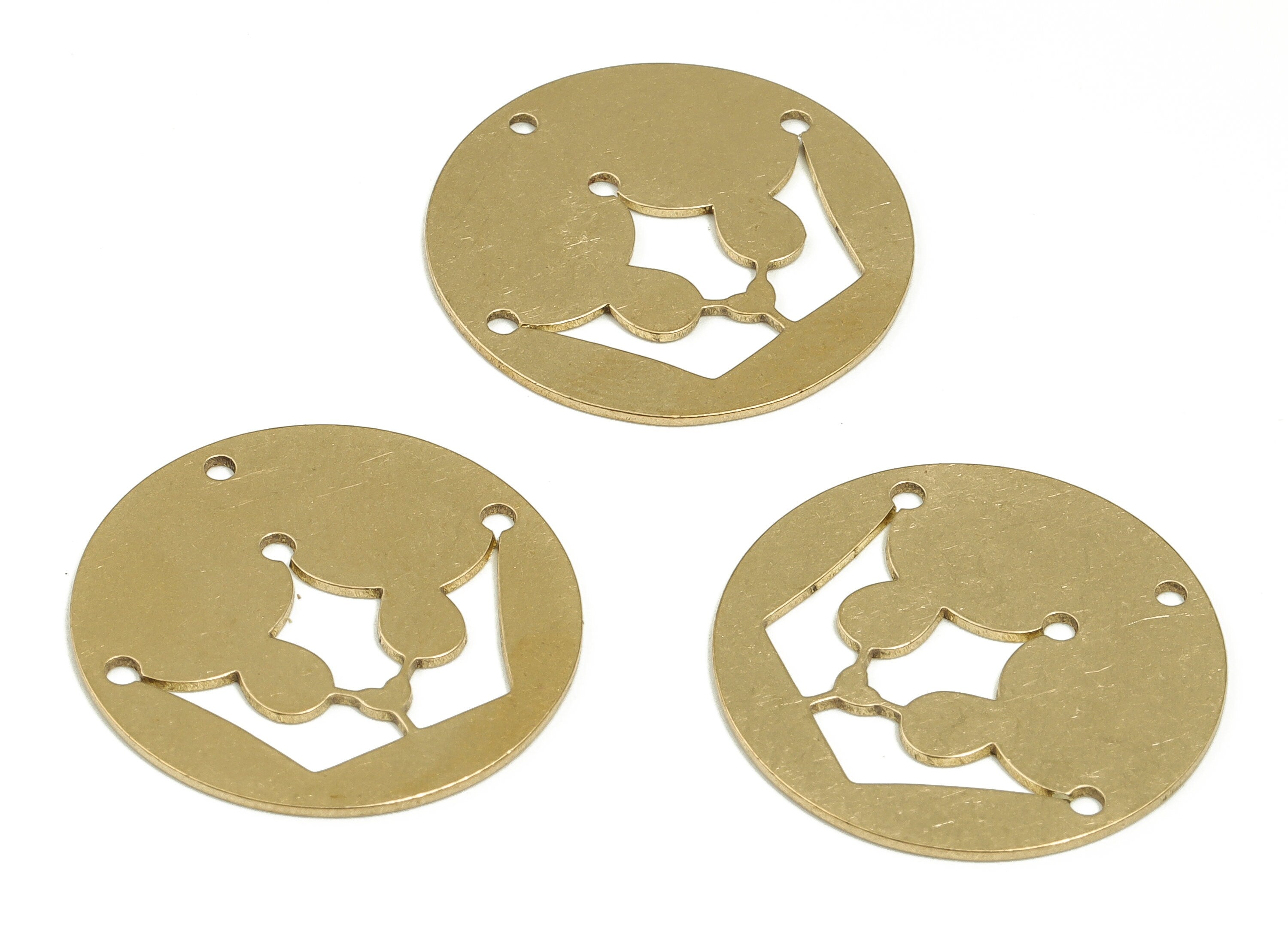 Brass Round Earring Charms - Raw Brass Crown Pendant - Earrings Finding - DIY Jewelry Making Supplies - 25.01x25.01x0.72mm - PP4356 - DOMEDBAZAAR